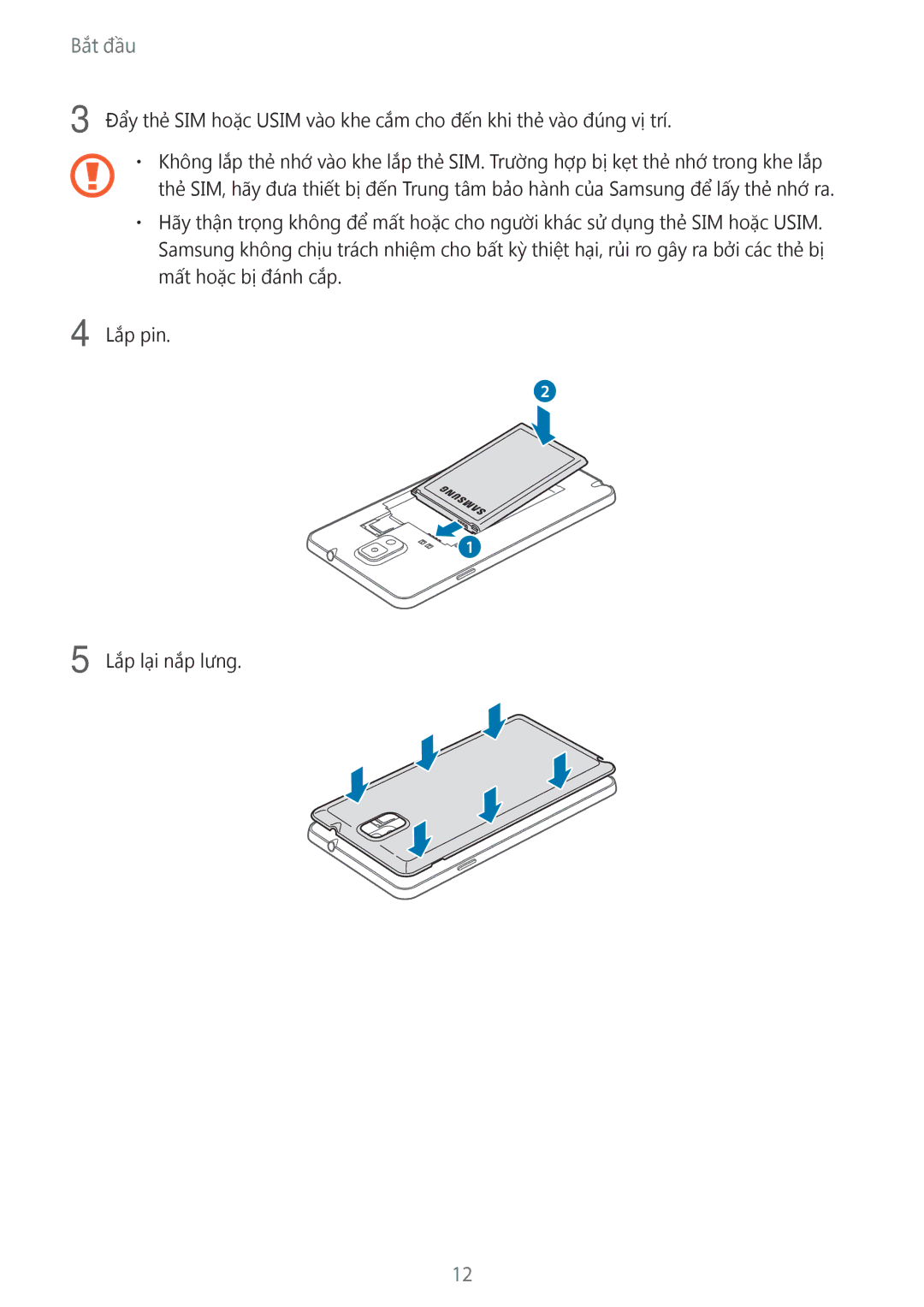 Samsung SM-N9000WDEXXV, SM-N9000ZKEXXV, SM-N9000ZWEXXV, SM-N9000ZIEXXV manual Bắt đầu 