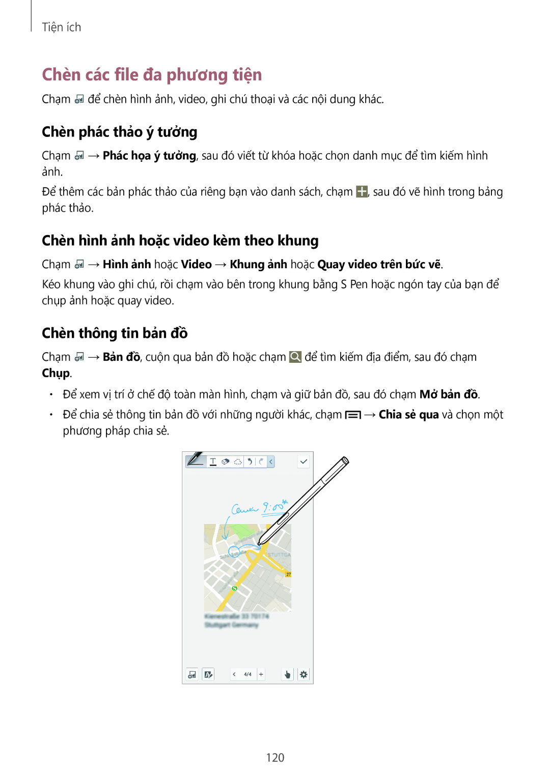 Samsung SM-N9000WDEXXV Chèn các file đa phương tiện, Chèn phác thảo ý tưởng, Chèn hình ảnh hoặc video kèm theo khung, 120 