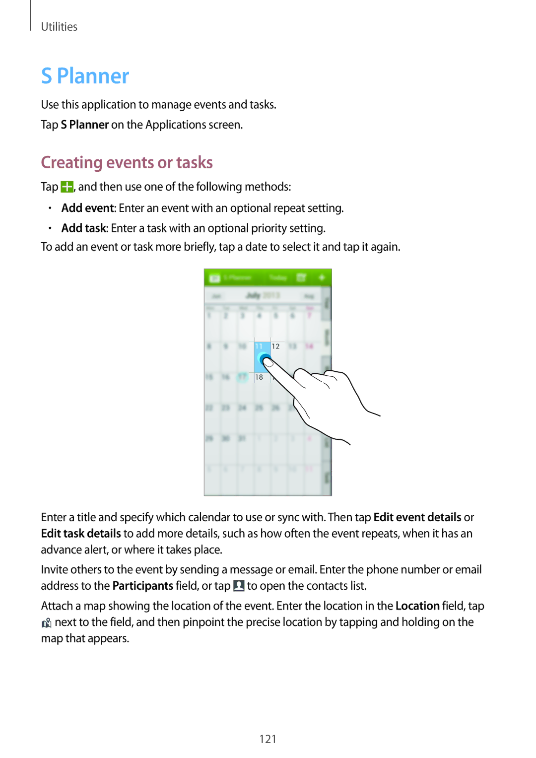 Samsung SM-N9000ZKEXXV, SM-N9000WDEXXV, SM-N9000ZWEXXV, SM-N9000ZIEXXV manual Planner, Creating events or tasks 