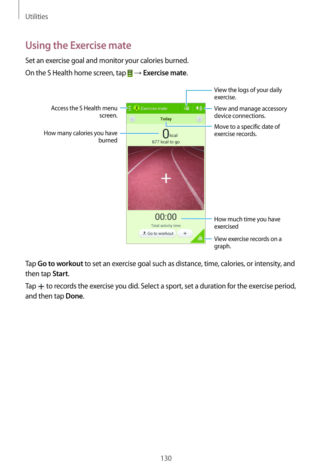 Samsung SM-N9000ZWEXXV, SM-N9000WDEXXV, SM-N9000ZKEXXV, SM-N9000ZIEXXV manual Using the Exercise mate 