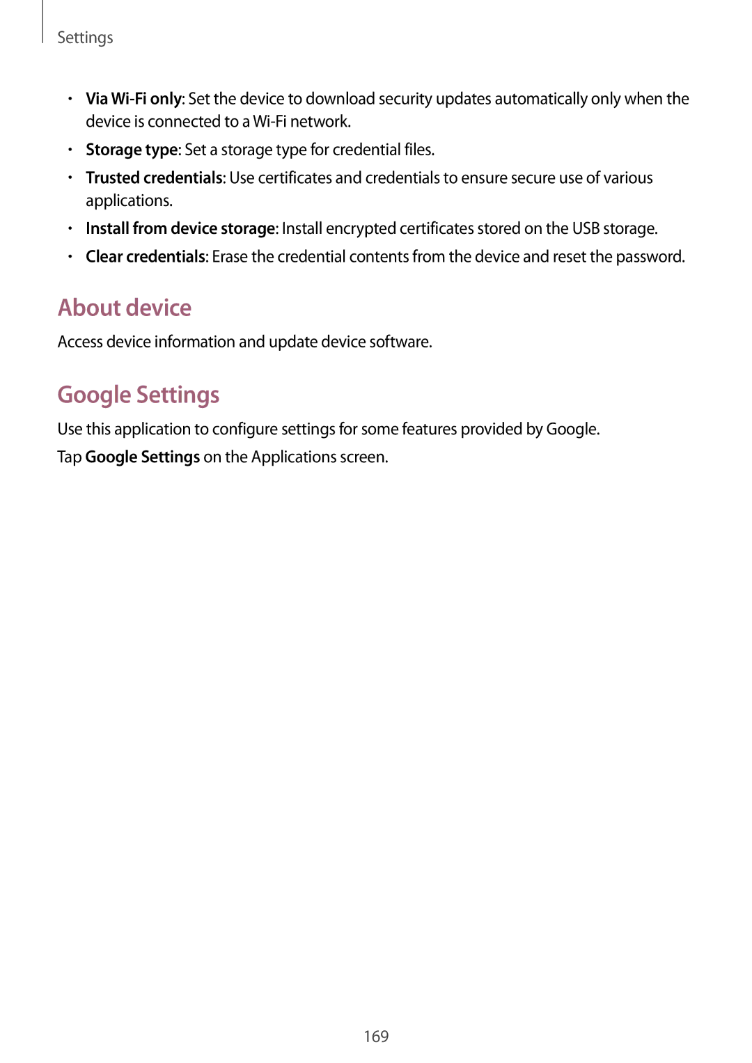 Samsung SM-N9000ZKEXXV, SM-N9000WDEXXV, SM-N9000ZWEXXV, SM-N9000ZIEXXV manual About device, Google Settings 