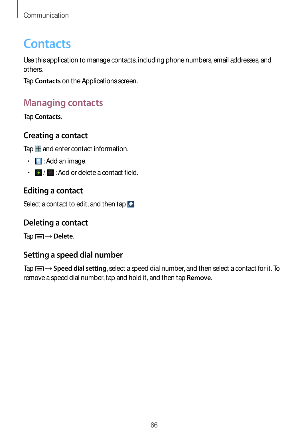 Samsung SM-N9000ZWEXXV, SM-N9000WDEXXV, SM-N9000ZKEXXV, SM-N9000ZIEXXV manual Contacts, Managing contacts 