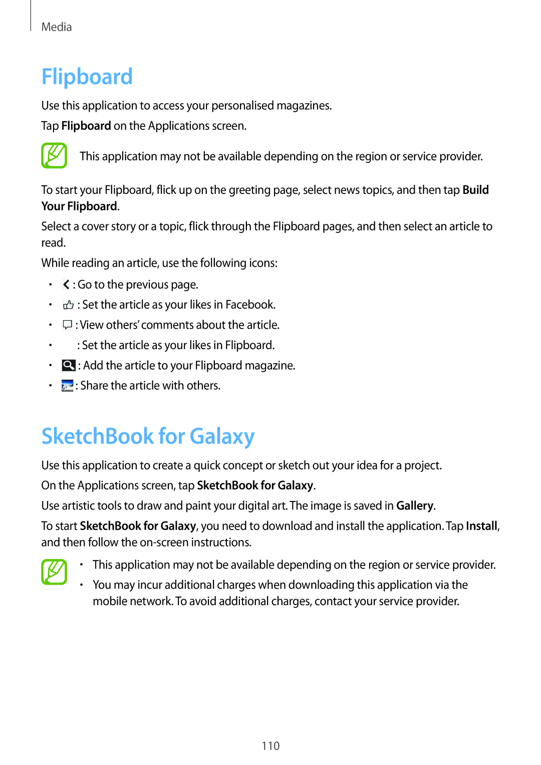 Samsung SM-N9000WDESER, SM-N9000ZKECEL, SM-N9000ZKEILO, SM-N9000ZKEPTR, SM-N9000ZKEPCL manual Flipboard, SketchBook for Galaxy 