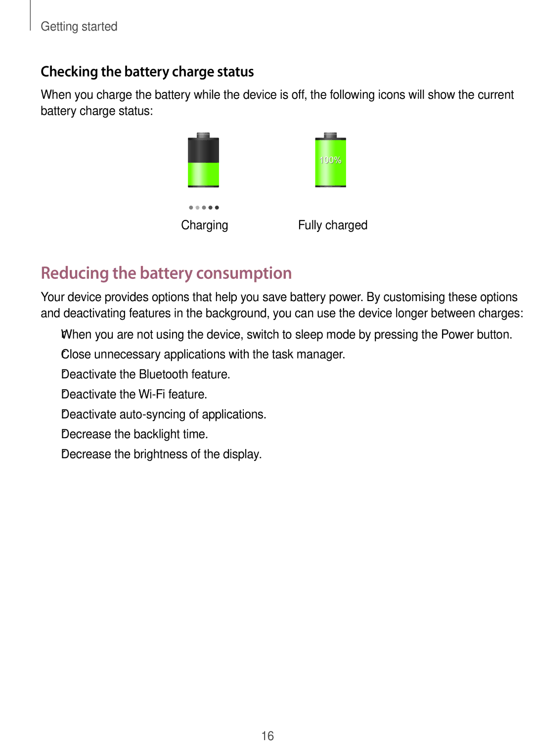 Samsung SM-N9000ZKECEL, SM-N9000ZKEILO, SM-N9000ZKEPTR Reducing the battery consumption, Checking the battery charge status 