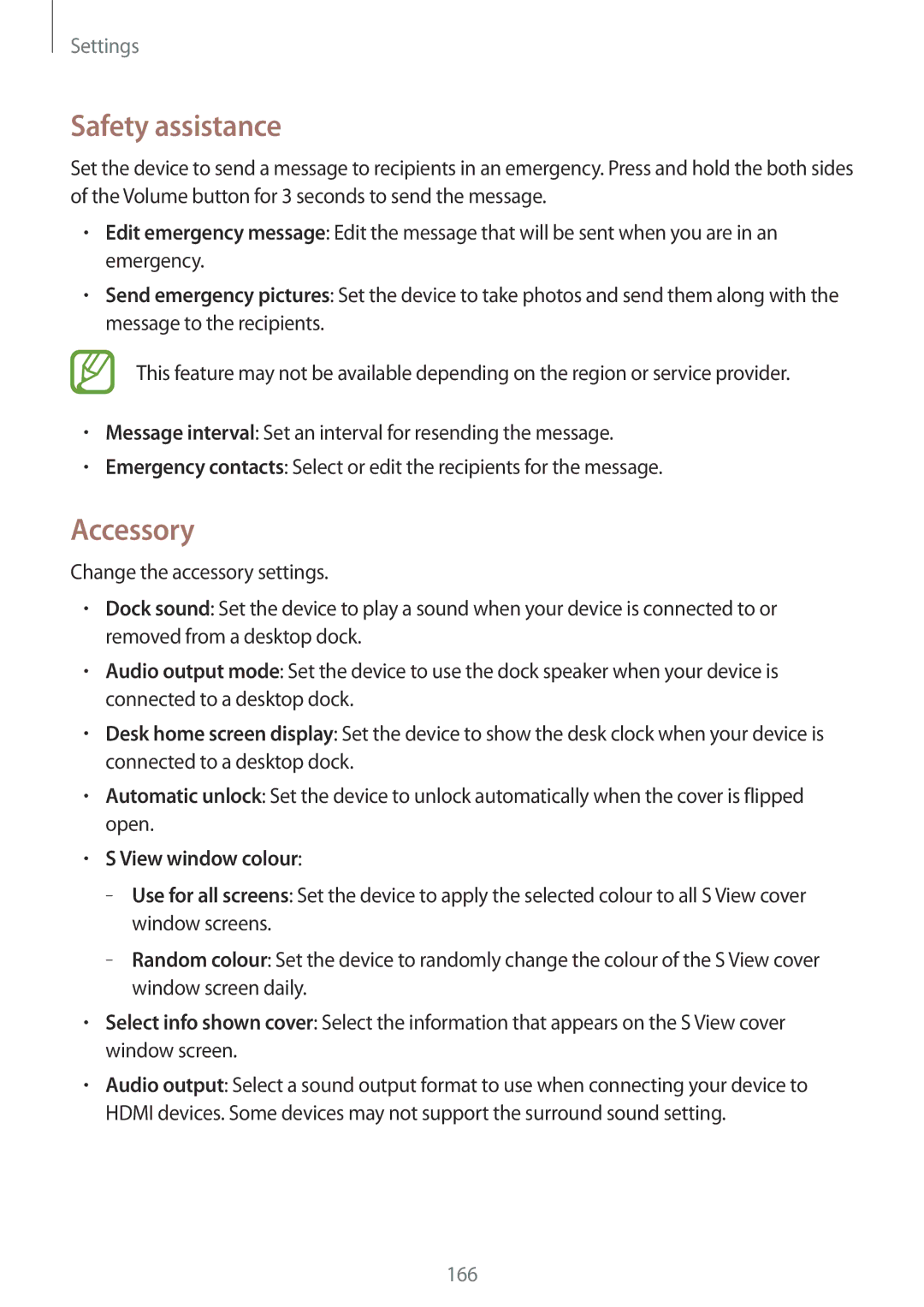 Samsung SM-N9000ZWEPTR, SM-N9000ZKECEL, SM-N9000ZKEILO, SM-N9000ZKEPTR manual Safety assistance, Accessory, View window colour 