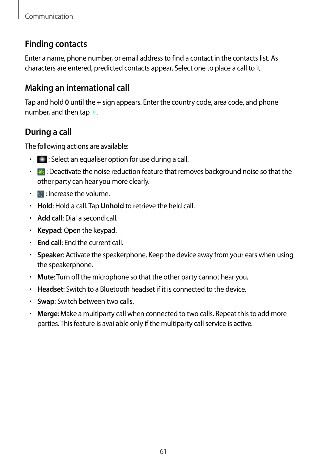 Samsung SM-N9000ZKEMGF, SM-N9000ZKECEL, SM-N9000ZKEILO manual Finding contacts, Making an international call, During a call 