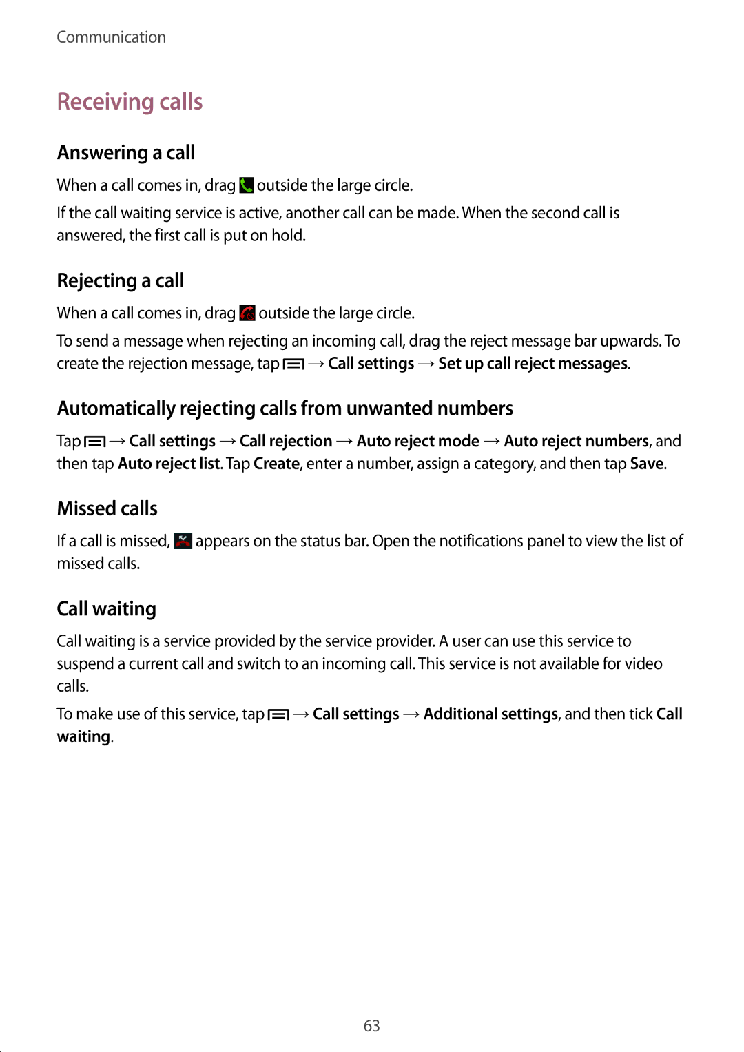 Samsung SM-N9000BDESER, SM-N9000ZKECEL, SM-N9000ZKEILO, SM-N9000ZKEPTR, SM-N9000ZKEPCL, SM-N9000ZWEILO manual Receiving calls 