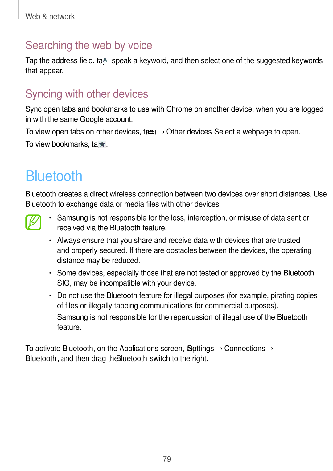 Samsung SM-N9000BDESER, SM-N9000ZKECEL, SM-N9000ZKEILO Bluetooth, Searching the web by voice, Syncing with other devices 