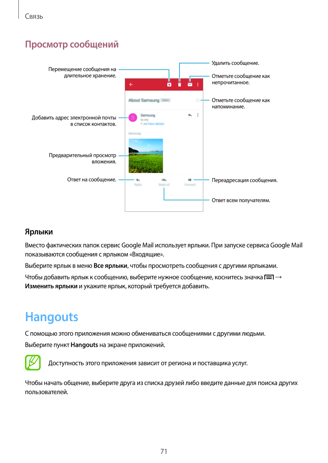 Samsung SM-N9000BDESER, SM-N9000ZKESER, SM-N9000ZWEMGF, SM-N9000ZWESER, SM-N9000ZIESER, SM-N9000ZRESER manual Hangouts, Ярлыки 