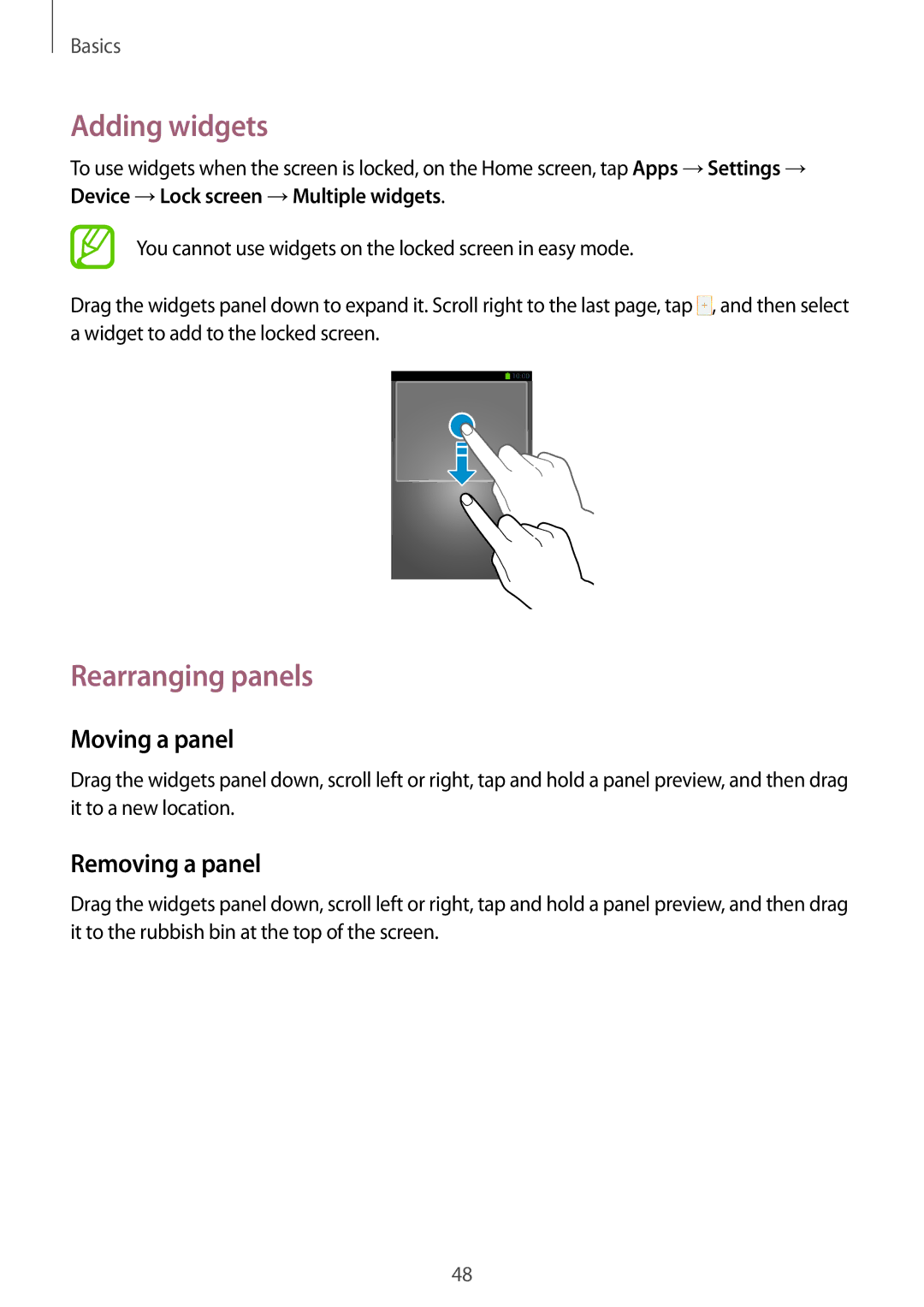 Samsung SM-N9000ZWEMGF, SM-N9000ZKEXFE, SM-N9000ZWETHR, SM-N9000ZKETHR, SM-N9000WDEMID, SM-N9000BDEEGY manual Adding widgets 