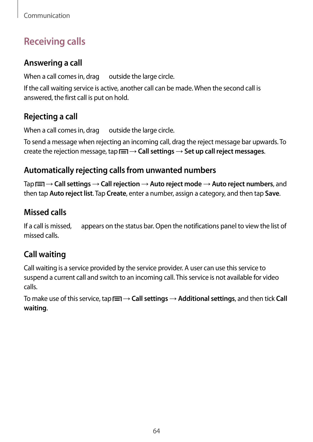 Samsung SM-N9000BDETHR, SM-N9000ZKEXFE, SM-N9000ZWETHR, SM-N9000ZKETHR, SM-N9000WDEMID, SM-N9000BDEEGY manual Receiving calls 