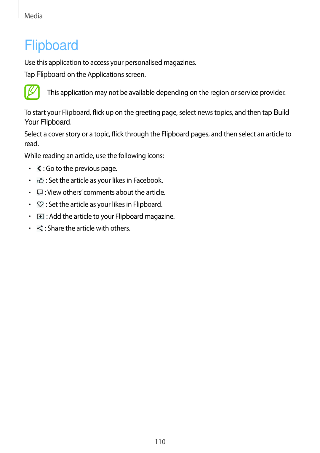 Samsung SM-N9005 user manual Flipboard 