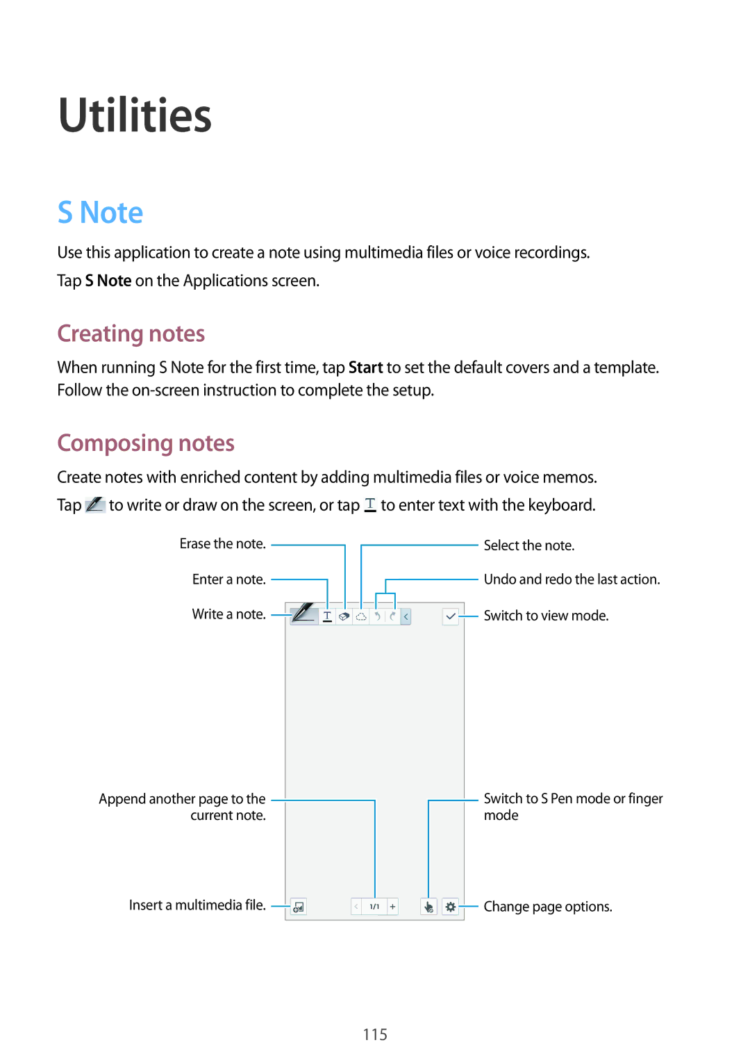 Samsung SM-N9005 user manual Creating notes, Composing notes 