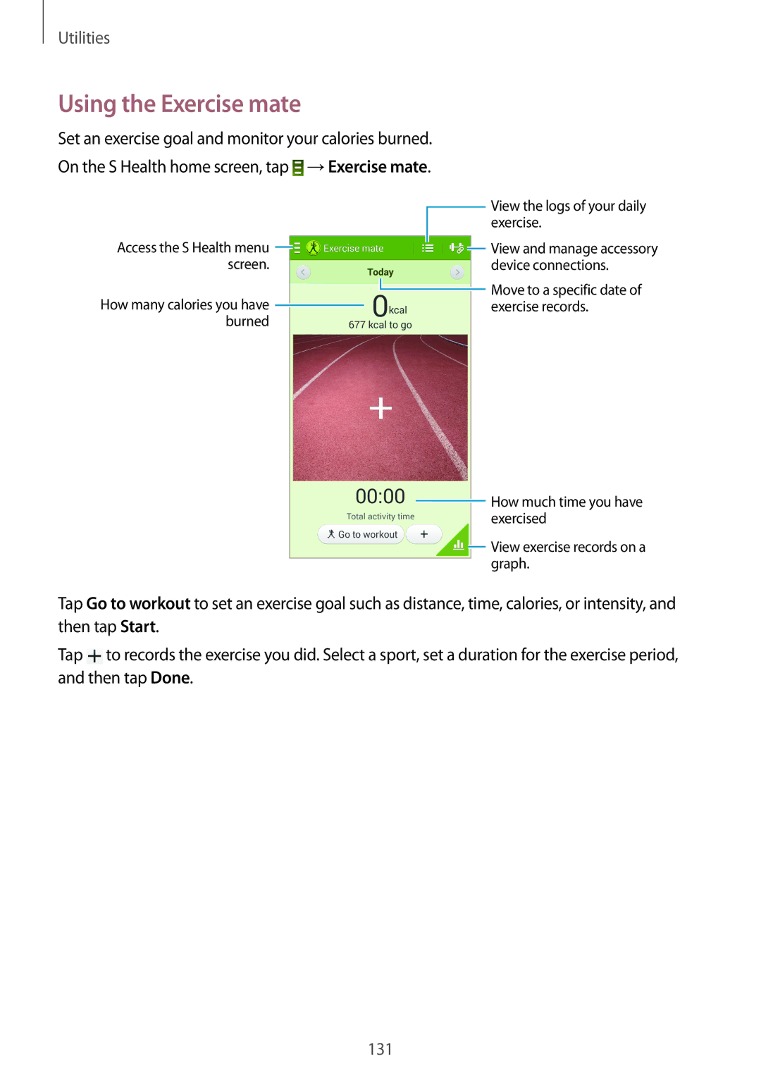 Samsung SM-N9005 user manual Using the Exercise mate 