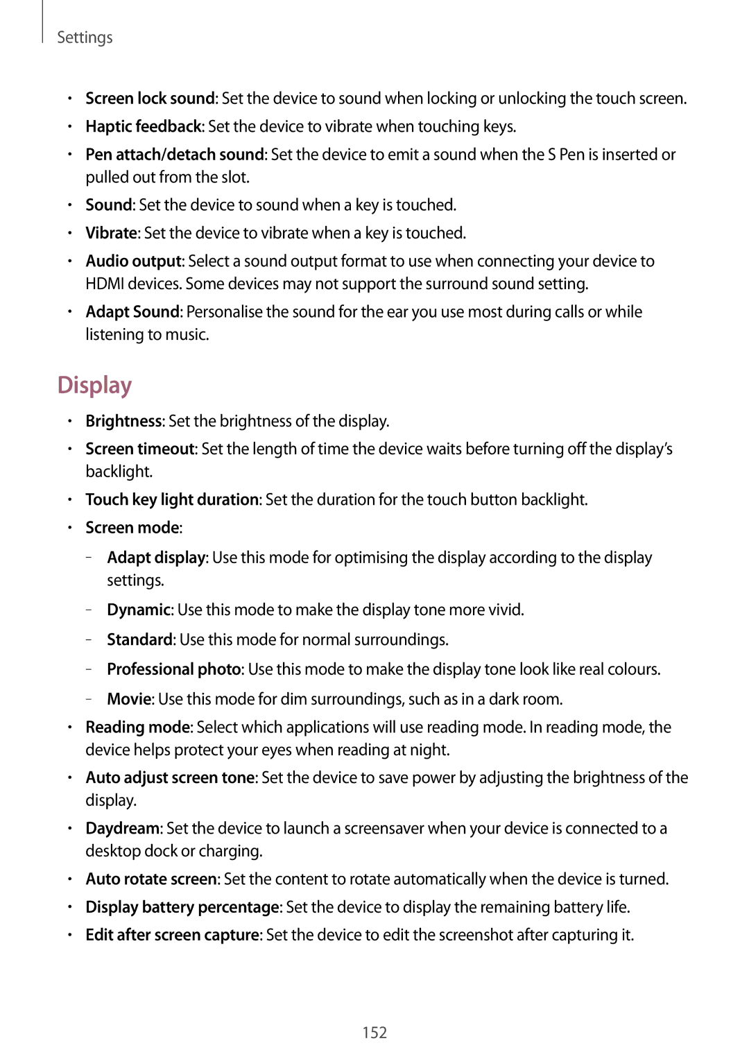 Samsung SM-N9005 user manual Display, Screen mode 