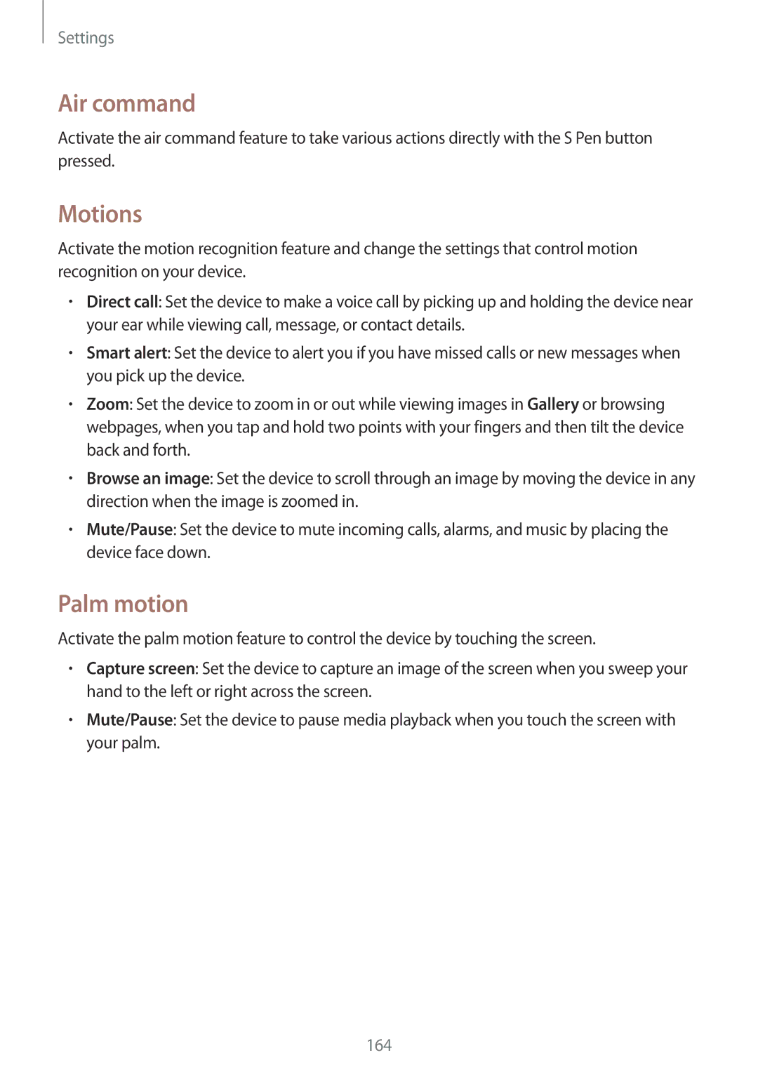 Samsung SM-N9005 user manual Motions, Palm motion 