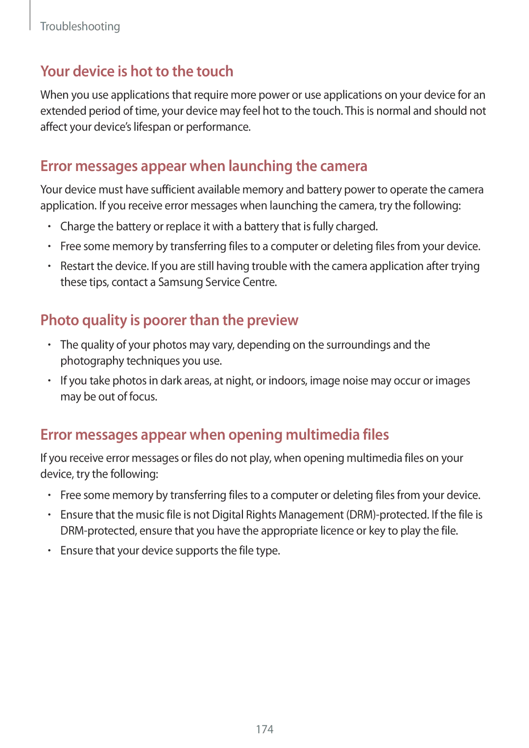 Samsung SM-N9005 user manual Your device is hot to the touch, Ensure that your device supports the file type 