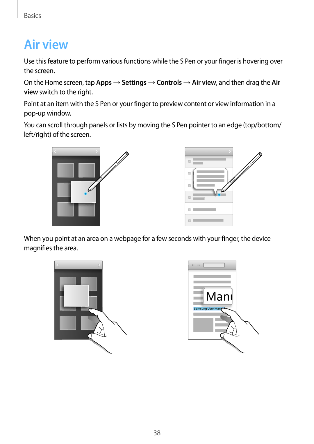 Samsung SM-N9005 user manual Air view 