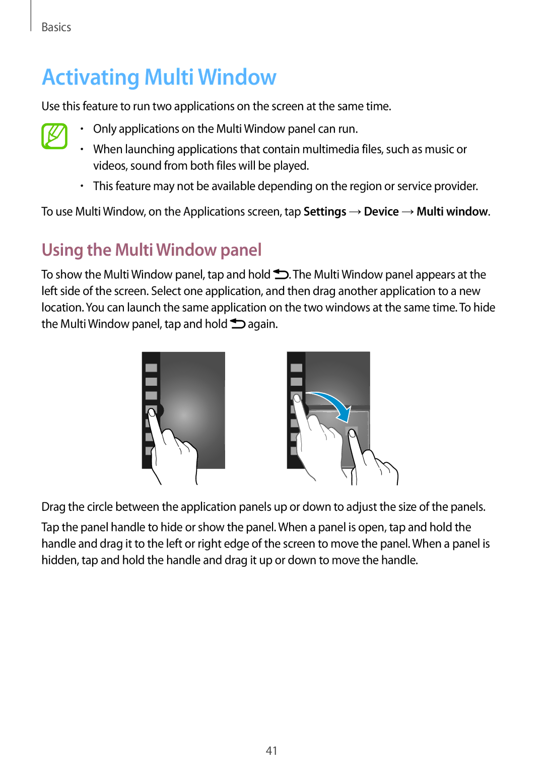 Samsung SM-N9005 user manual Activating Multi Window, Using the Multi Window panel 