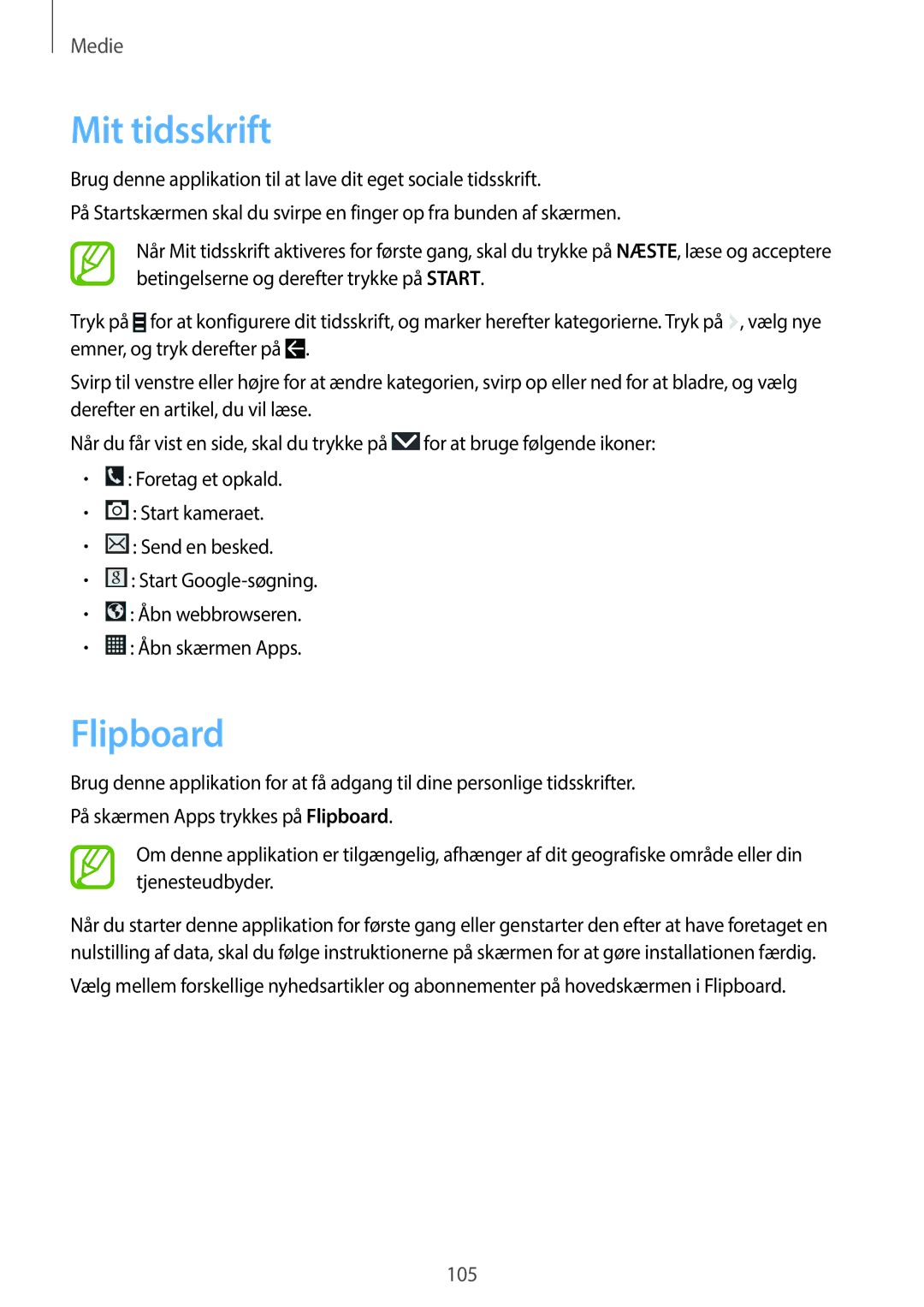 Samsung SM-N9005BDENEE, SM-N9005WDENEE, SM-N9005ZKENEE, SM-N9005ZIENEE, SM-N9005ZWENEE manual Mit tidsskrift, Flipboard 