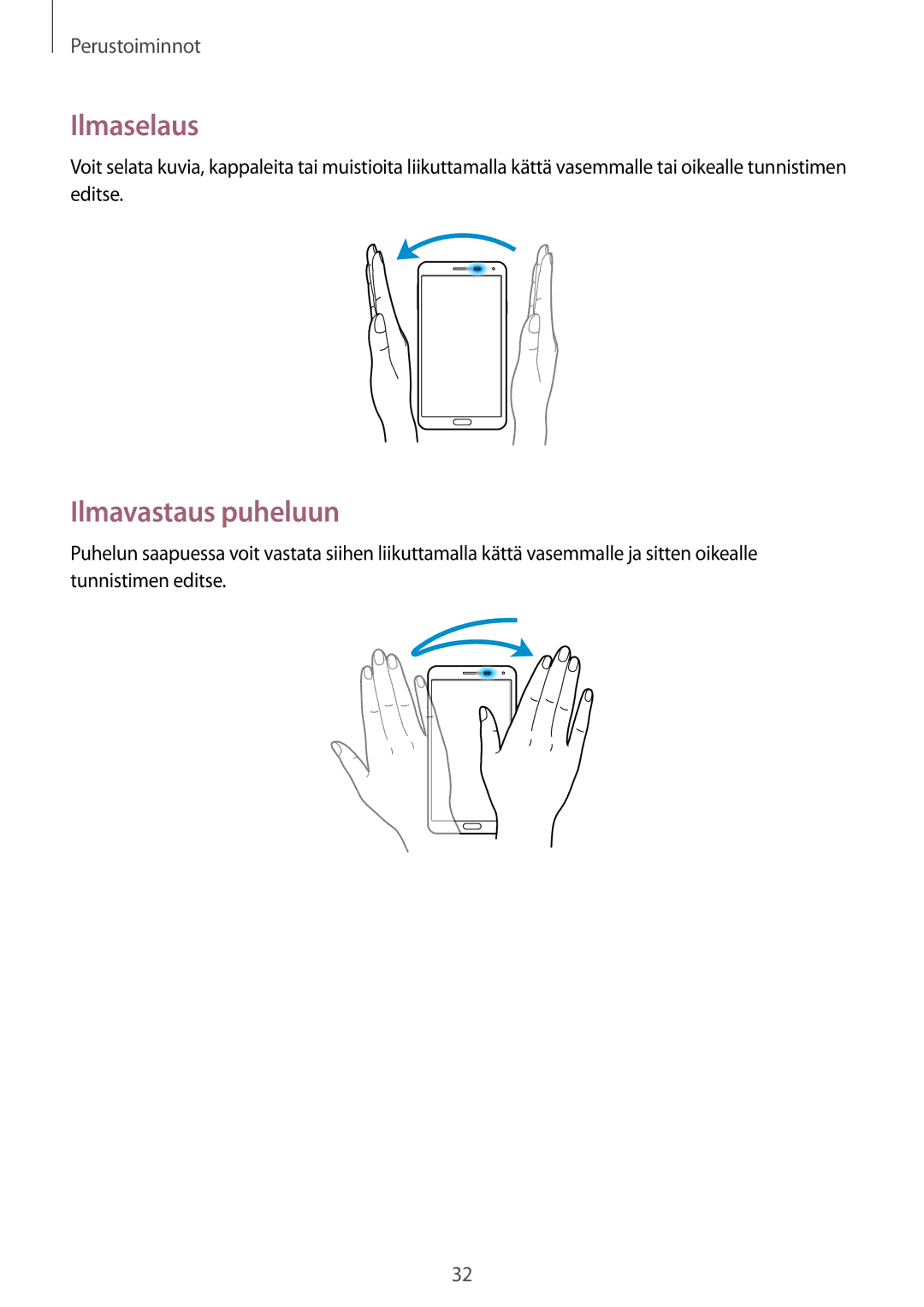 Samsung SM-N9005ZIENEE, SM-N9005WDENEE, SM-N9005ZKENEE, SM-N9005BDENEE, SM-N9005ZWENEE manual Ilmaselaus, Ilmavastaus puheluun 