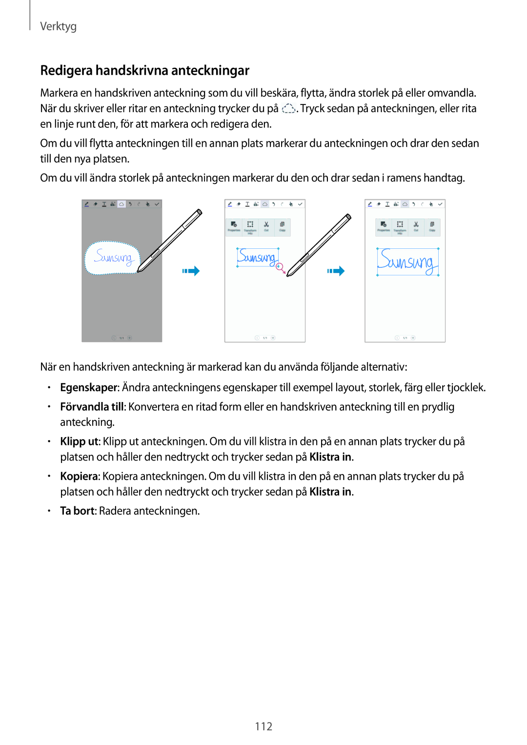 Samsung SM-N9005ZWENEE, SM-N9005WDENEE, SM-N9005ZKENEE, SM-N9005ZIENEE, SM-N9005BDENEE manual Redigera handskrivna anteckningar 