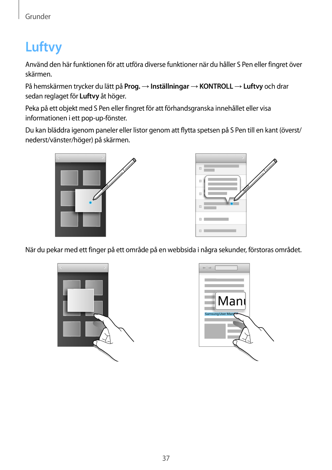 Samsung SM-N9005ZKENEE, SM-N9005WDENEE, SM-N9005ZIENEE, SM-N9005BDENEE, SM-N9005ZWENEE, SM-N9005ZRENEE manual Luftvy 