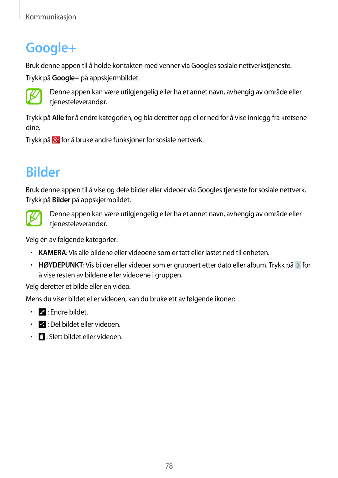 Samsung SM-N9005WDENEE, SM-N9005ZKENEE, SM-N9005ZIENEE, SM-N9005BDENEE, SM-N9005ZWENEE, SM-N9005ZRENEE manual Google+, Bilder 