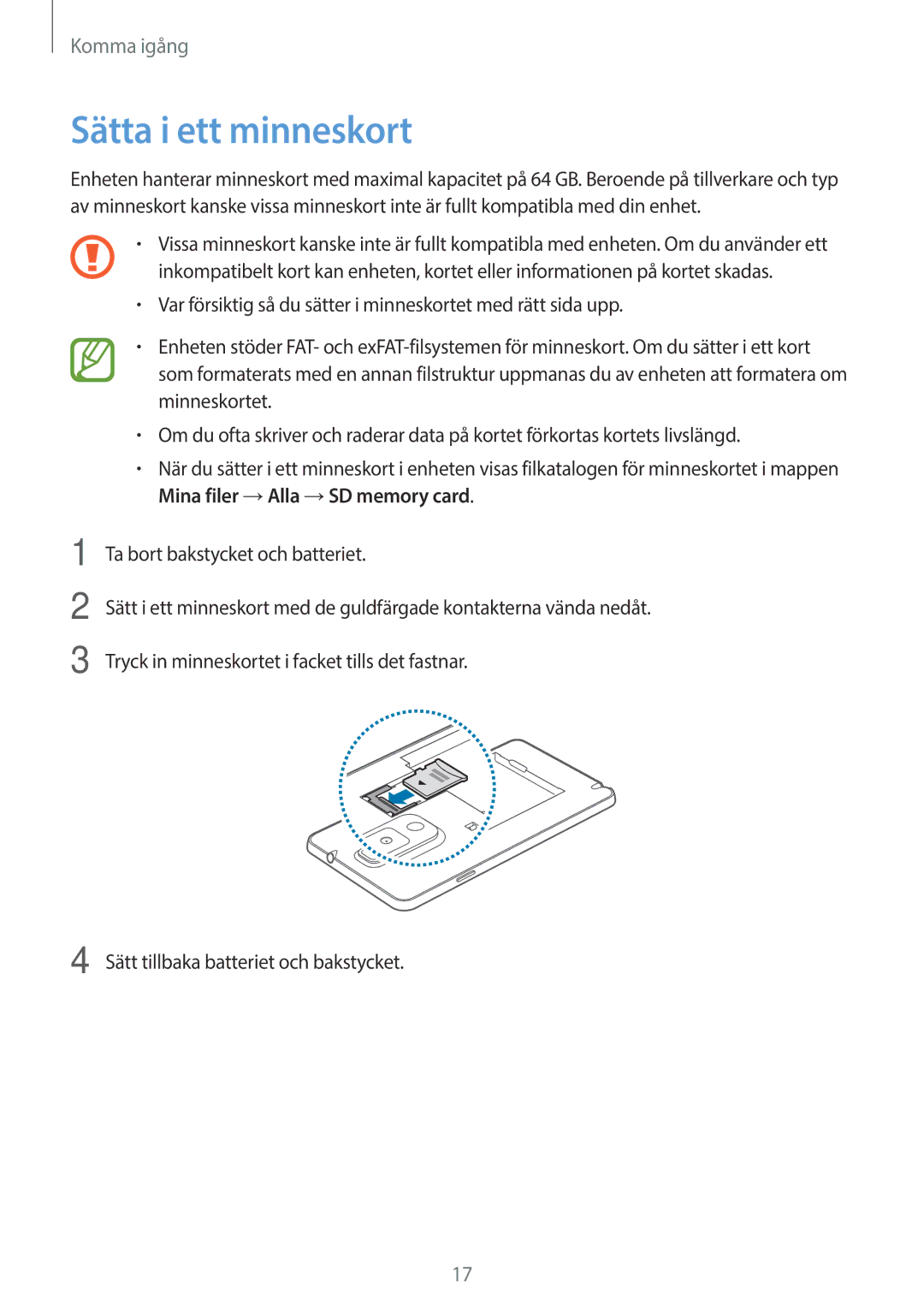 Samsung SM-N9005ZRENEE, SM-N9005WDENEE, SM-N9005ZKENEE, SM-N9005ZIENEE, SM-N9005BDENEE, SM-N9005ZWENEE Sätta i ett minneskort 