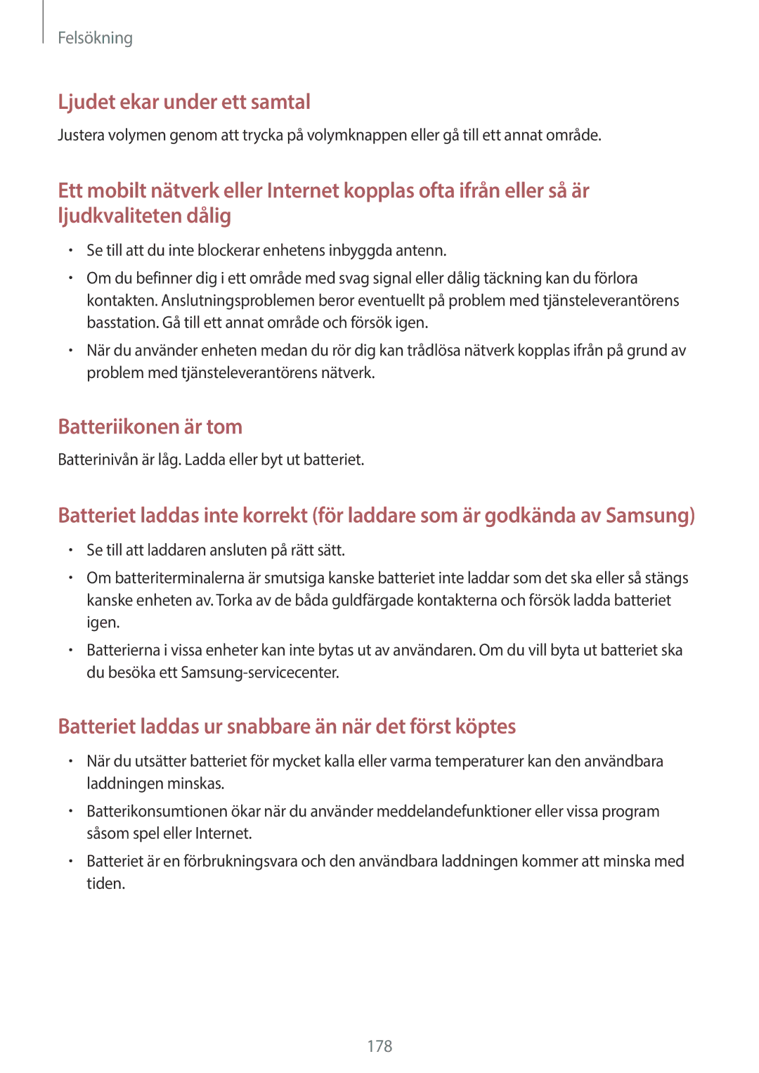 Samsung SM-N9005ZWENEE, SM-N9005WDENEE, SM-N9005ZKENEE, SM-N9005ZIENEE, SM-N9005BDENEE manual Ljudet ekar under ett samtal 