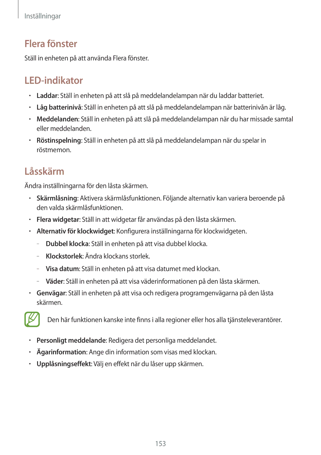 Samsung SM-N9005BDENEE, SM-N9005WDENEE, SM-N9005ZKENEE, SM-N9005ZIENEE, SM-N9005ZWENEE Flera fönster, LED-indikator, Låsskärm 