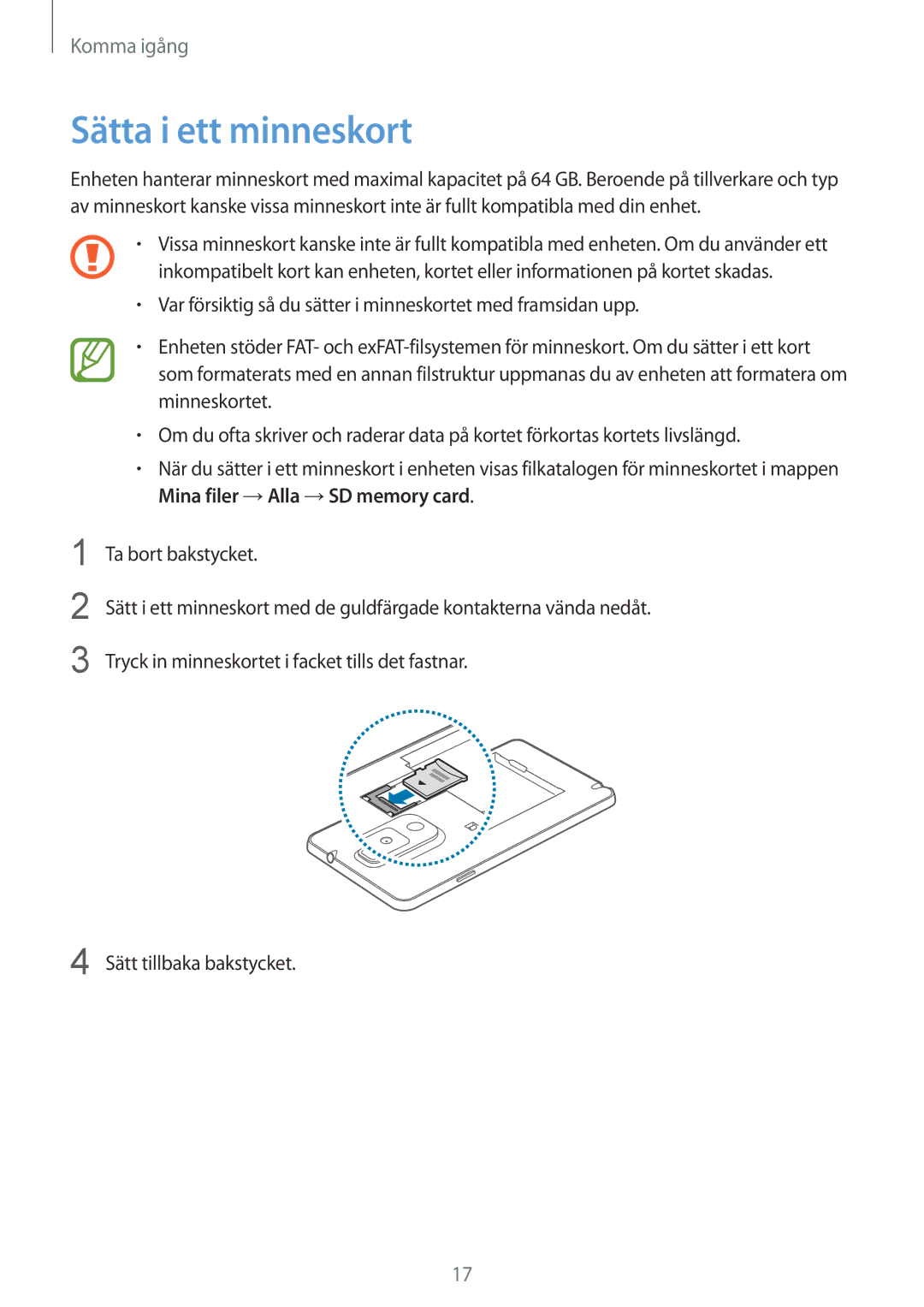 Samsung SM-N9005ZRENEE, SM-N9005WDENEE, SM-N9005ZKENEE, SM-N9005ZIENEE, SM-N9005BDENEE, SM-N9005ZWENEE Sätta i ett minneskort 