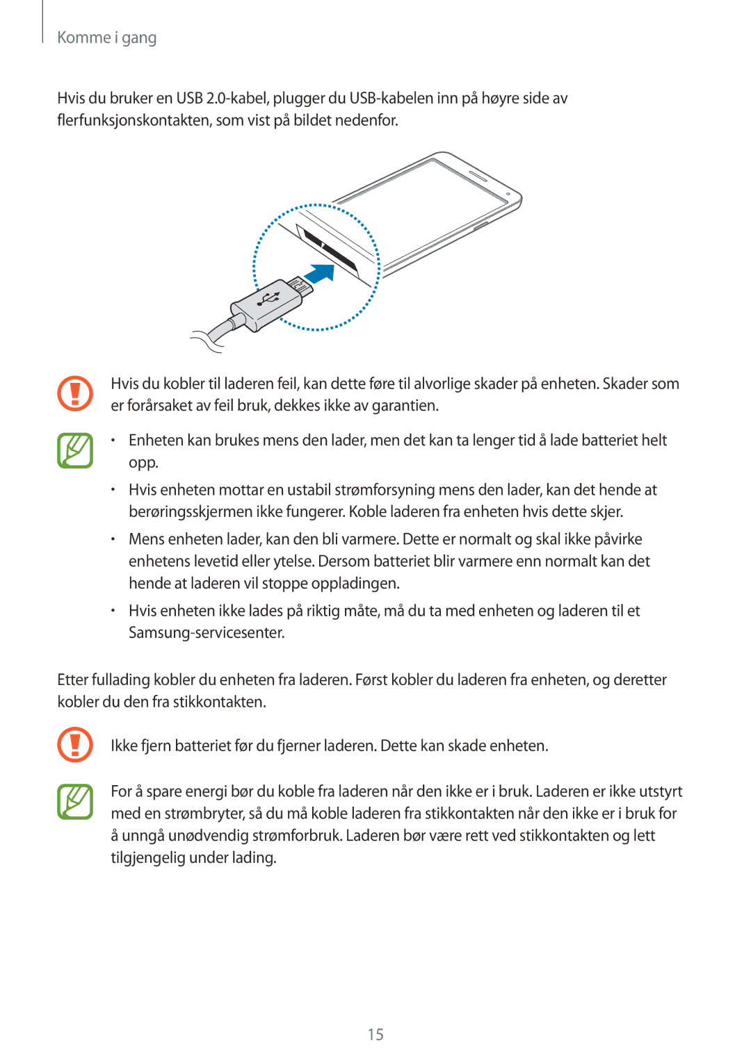 Samsung SM-N9005BDENEE, SM-N9005WDENEE, SM-N9005ZKENEE, SM-N9005ZIENEE, SM-N9005ZWENEE, SM-N9005ZRENEE manual Komme i gang 