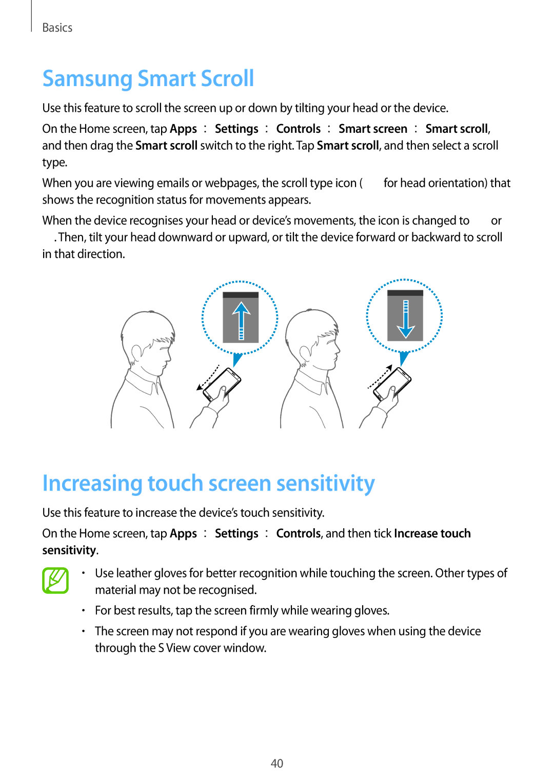 Samsung SM-N9005ZKEAFR, SM-N9005ZKEEGY, SM-N9005ZIEEGY manual Samsung Smart Scroll, Increasing touch screen sensitivity 