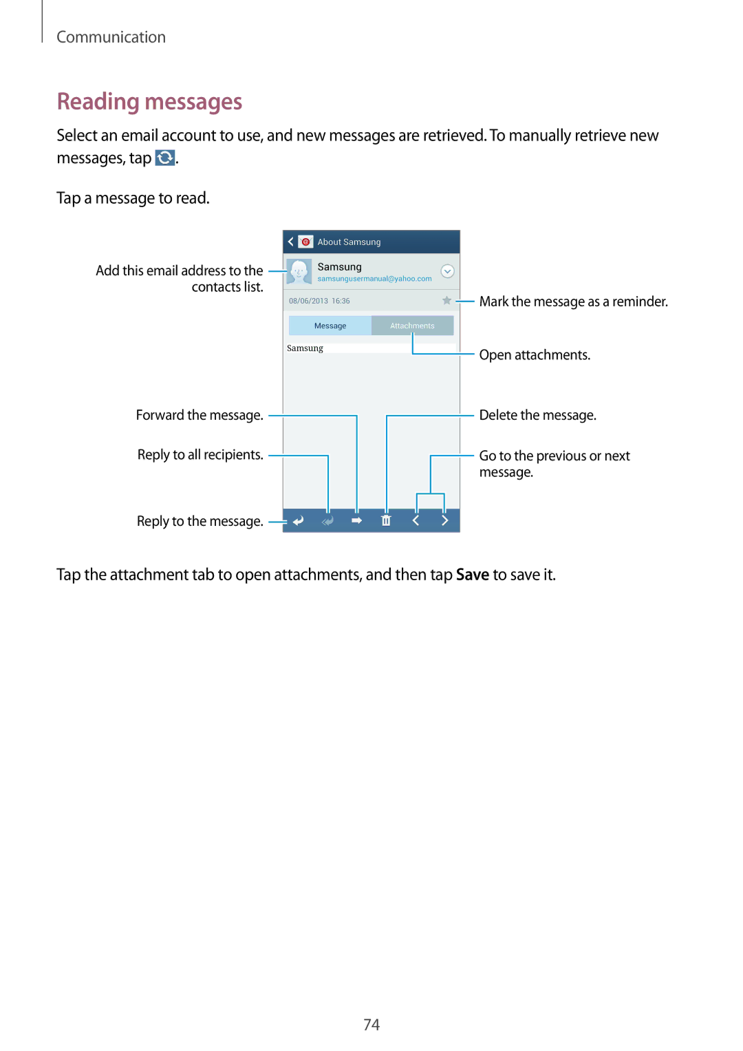 Samsung SM-N9005ZKEAFR, SM-N9005ZKEEGY, SM-N9005ZIEEGY, SM-N9005ZIEKSA, SM-N9005ZREAFR, SM-N9005WDEKSA manual Reading messages 