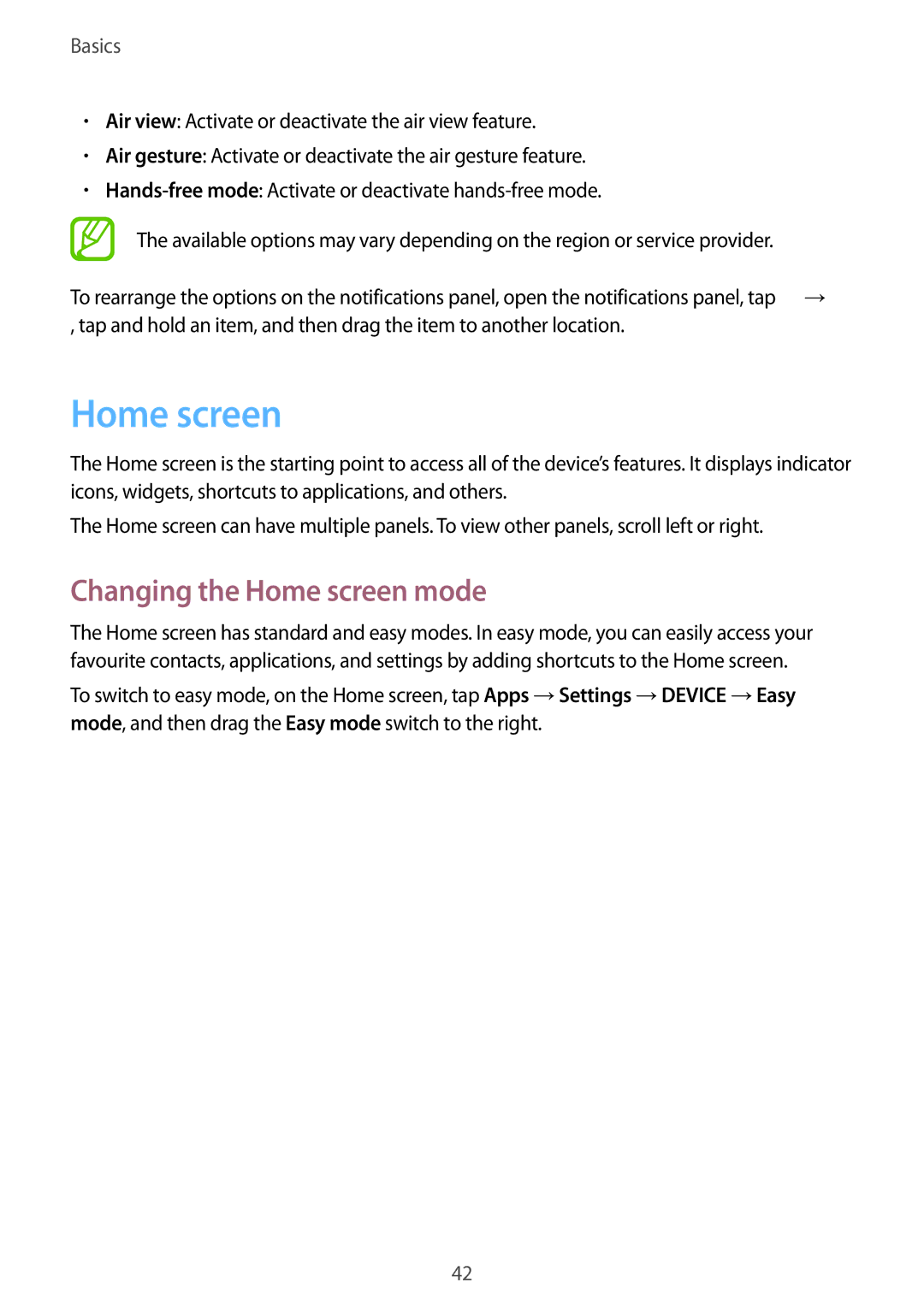 Samsung SM-N9005BDEEGY, SM-N9005ZKEEGY, SM-N9005ZIEEGY, SM-N9005ZIEKSA, SM-N9005ZREAFR manual Changing the Home screen mode 