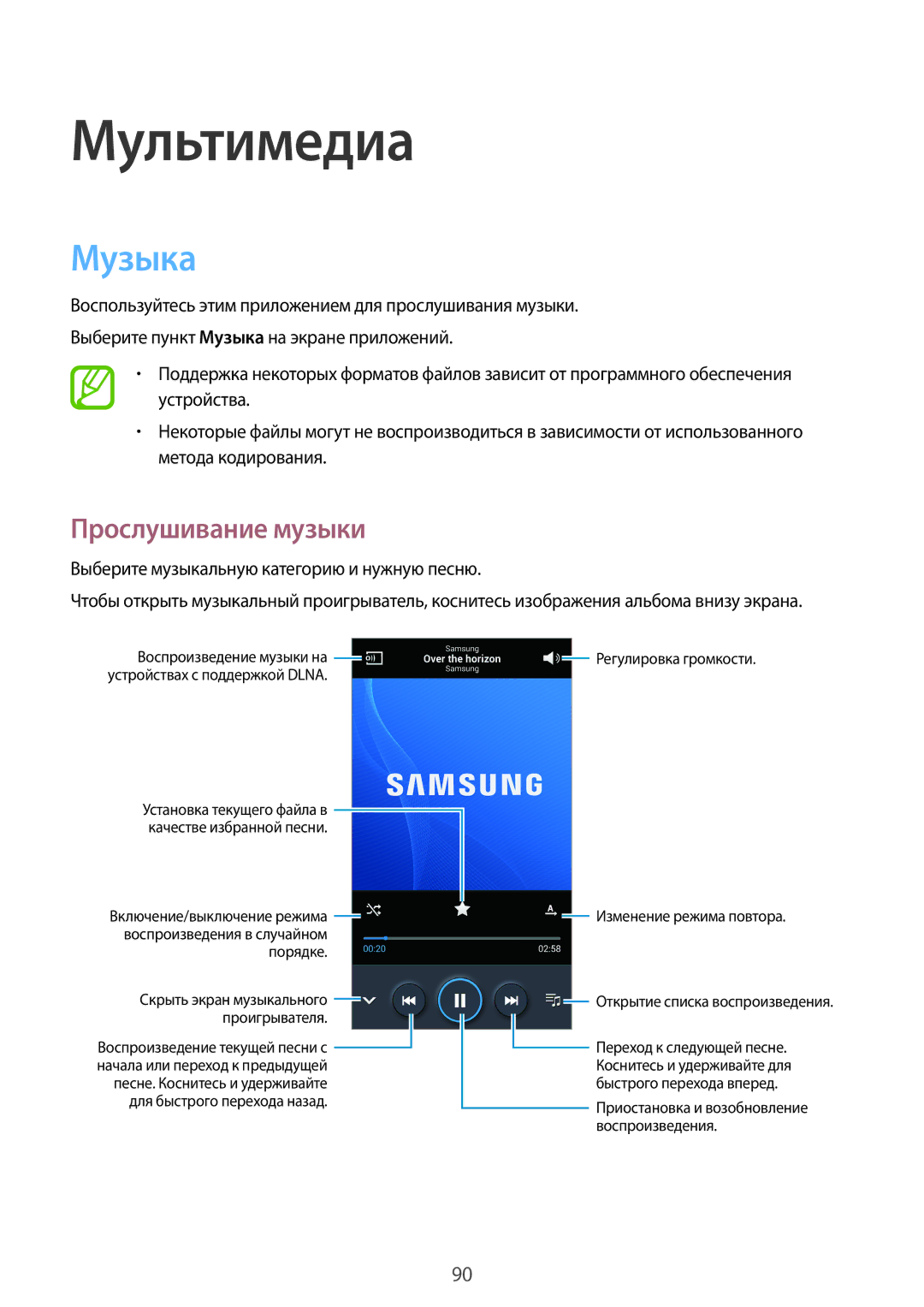 Samsung SM-N9005ZREMGF, SM-N9005ZKESEB, SM-N9005ZWESEB, SM-N9005WDESEB, SM-N9005BDESER manual Музыка, Прослушивание музыки 