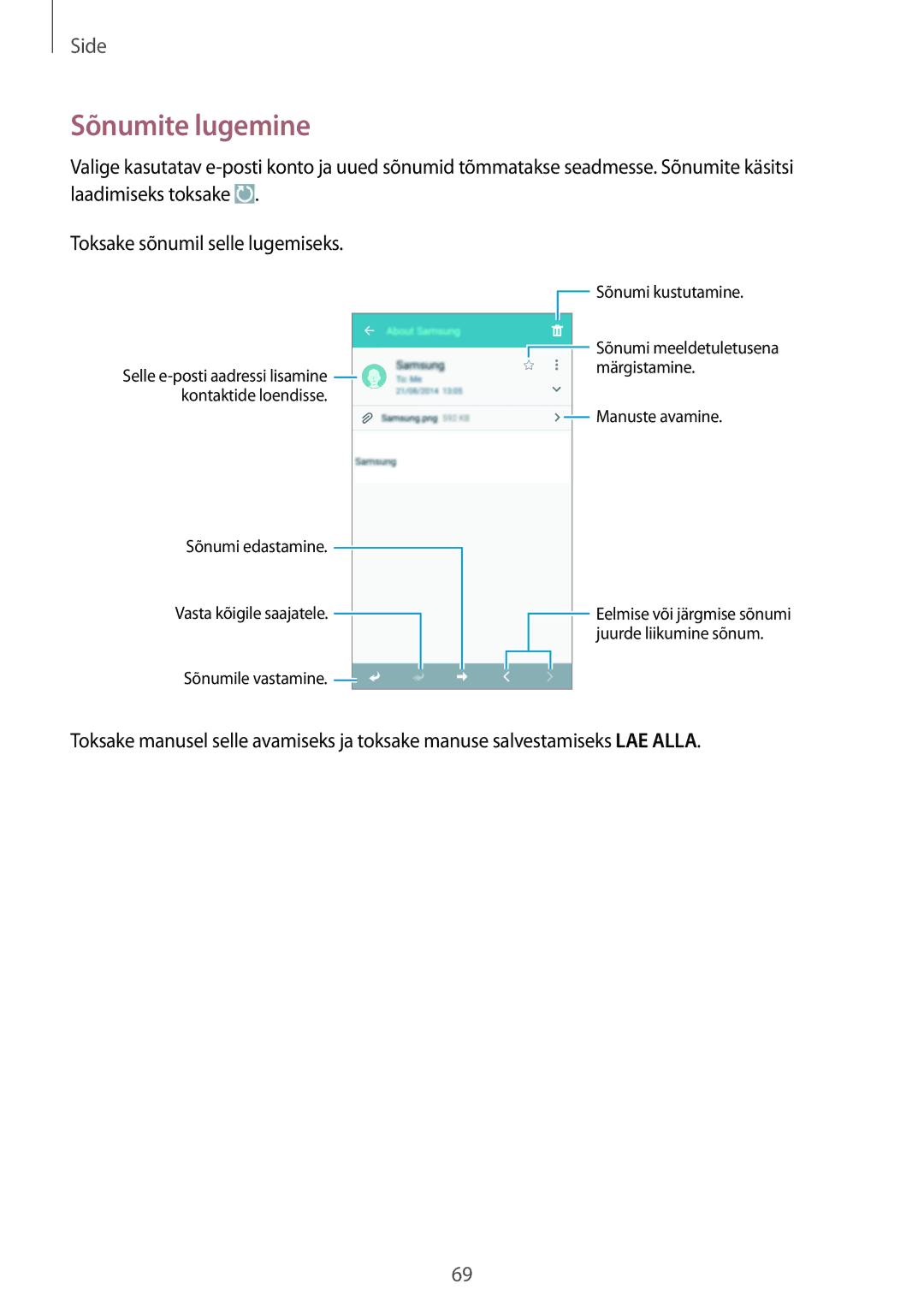 Samsung SM-N9005ZKESEB, SM-N9005ZWESEB, SM-N9005WDESEB manual Sõnumite lugemine 