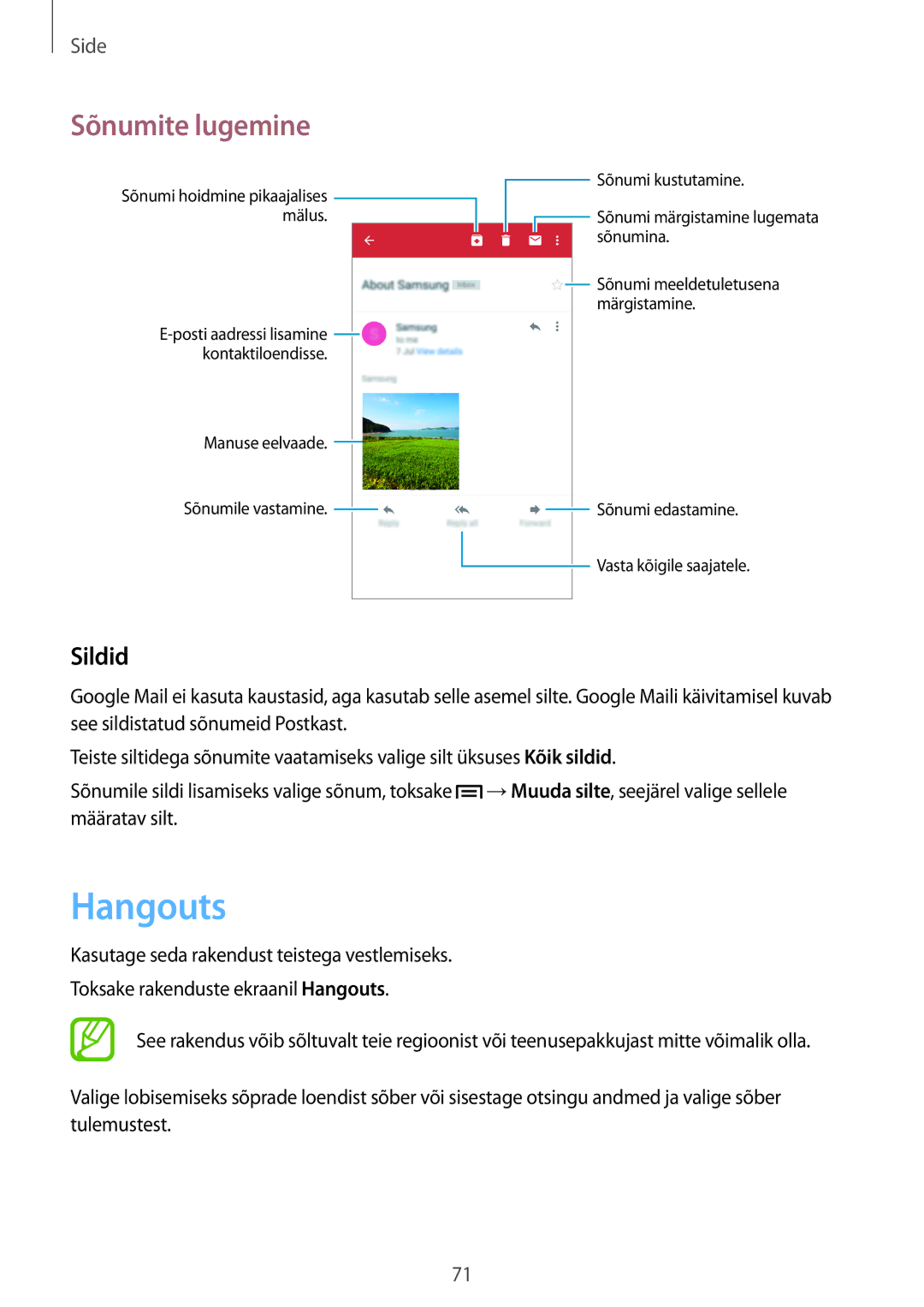 Samsung SM-N9005WDESEB, SM-N9005ZKESEB, SM-N9005ZWESEB manual Hangouts, Sildid 