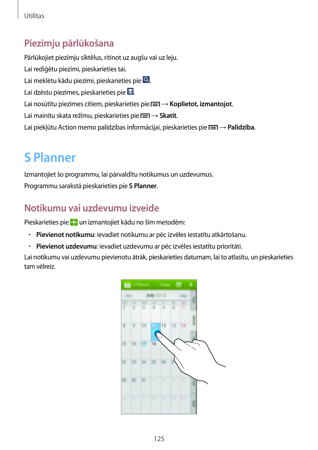 Samsung SM-N9005WDESEB, SM-N9005ZKESEB, SM-N9005ZWESEB manual Planner, Piezīmju pārlūkošana, Notikumu vai uzdevumu izveide 