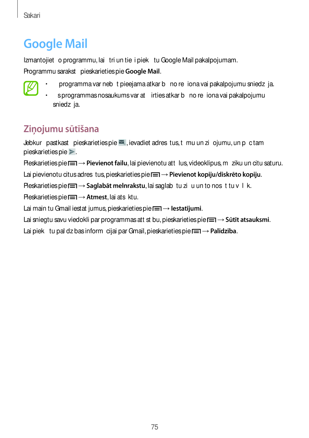 Samsung SM-N9005ZKESEB, SM-N9005ZWESEB manual Google Mail, →Pievienot kopiju/diskrēto kopiju, →Iestatījumi, →Palīdzība 