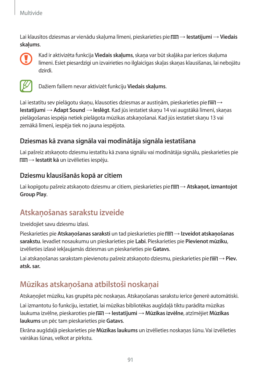 Samsung SM-N9005ZWESEB, SM-N9005ZKESEB Atskaņošanas sarakstu izveide, Mūzikas atskaņošana atbilstoši noskaņai, Atsk. sar 