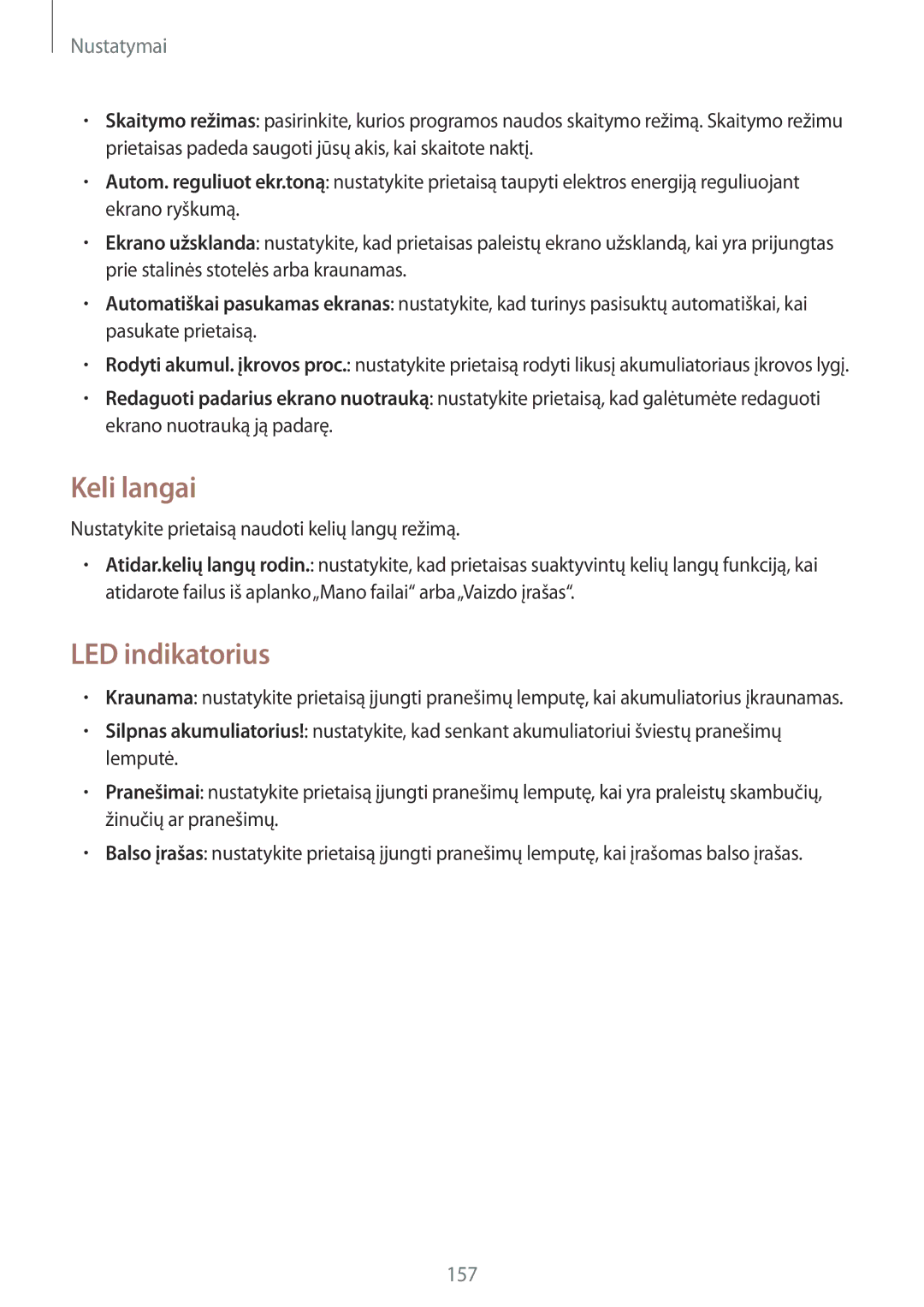 Samsung SM-N9005ZWESEB, SM-N9005ZKESEB, SM-N9005WDESEB manual Keli langai, LED indikatorius 