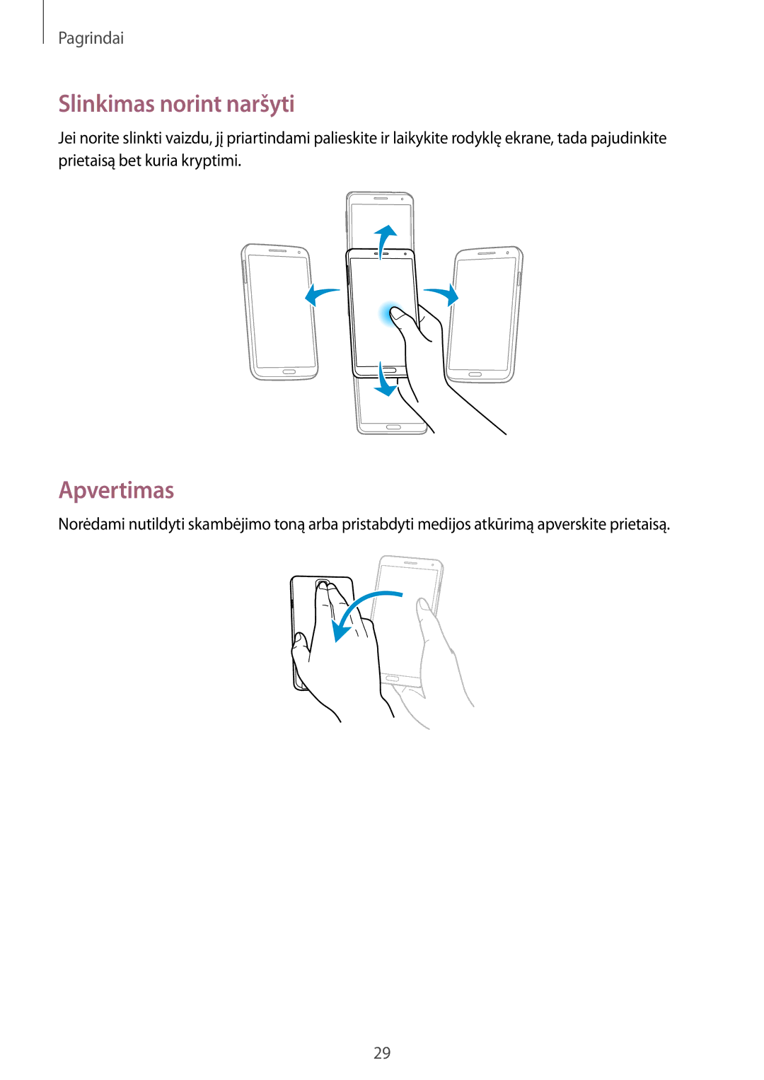 Samsung SM-N9005WDESEB, SM-N9005ZKESEB, SM-N9005ZWESEB manual Slinkimas norint naršyti, Apvertimas 