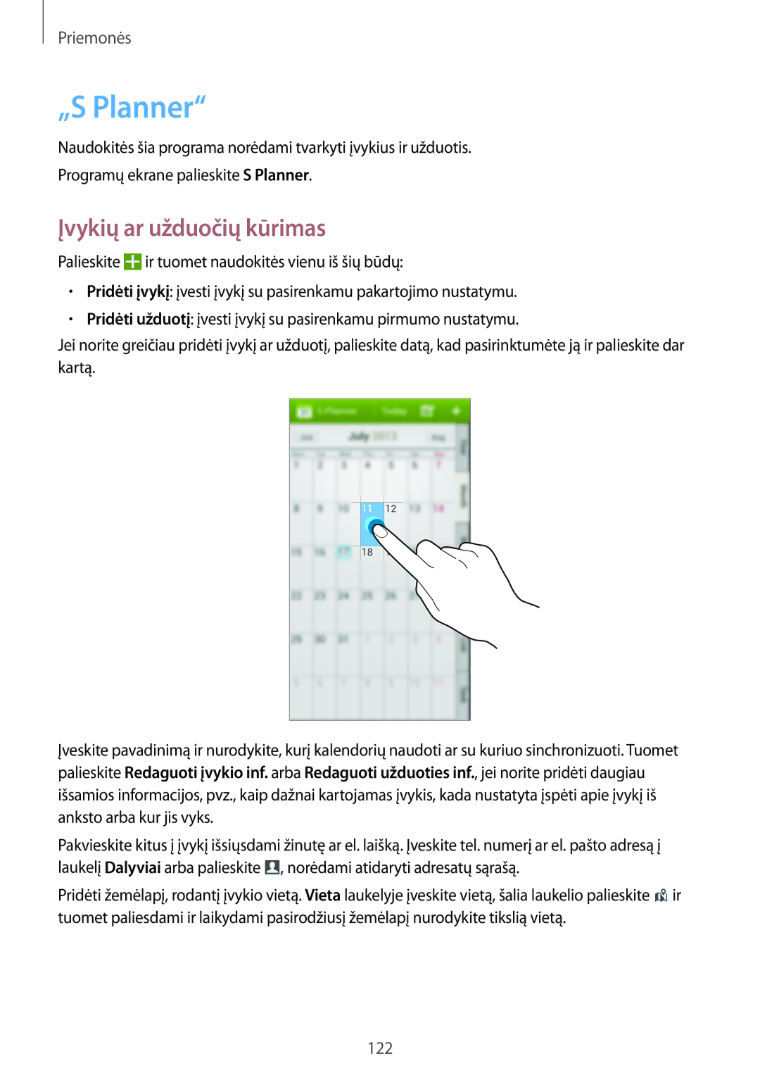 Samsung SM-N9005WDESEB, SM-N9005ZKESEB, SM-N9005ZWESEB manual „S Planner, Įvykių ar užduočių kūrimas 