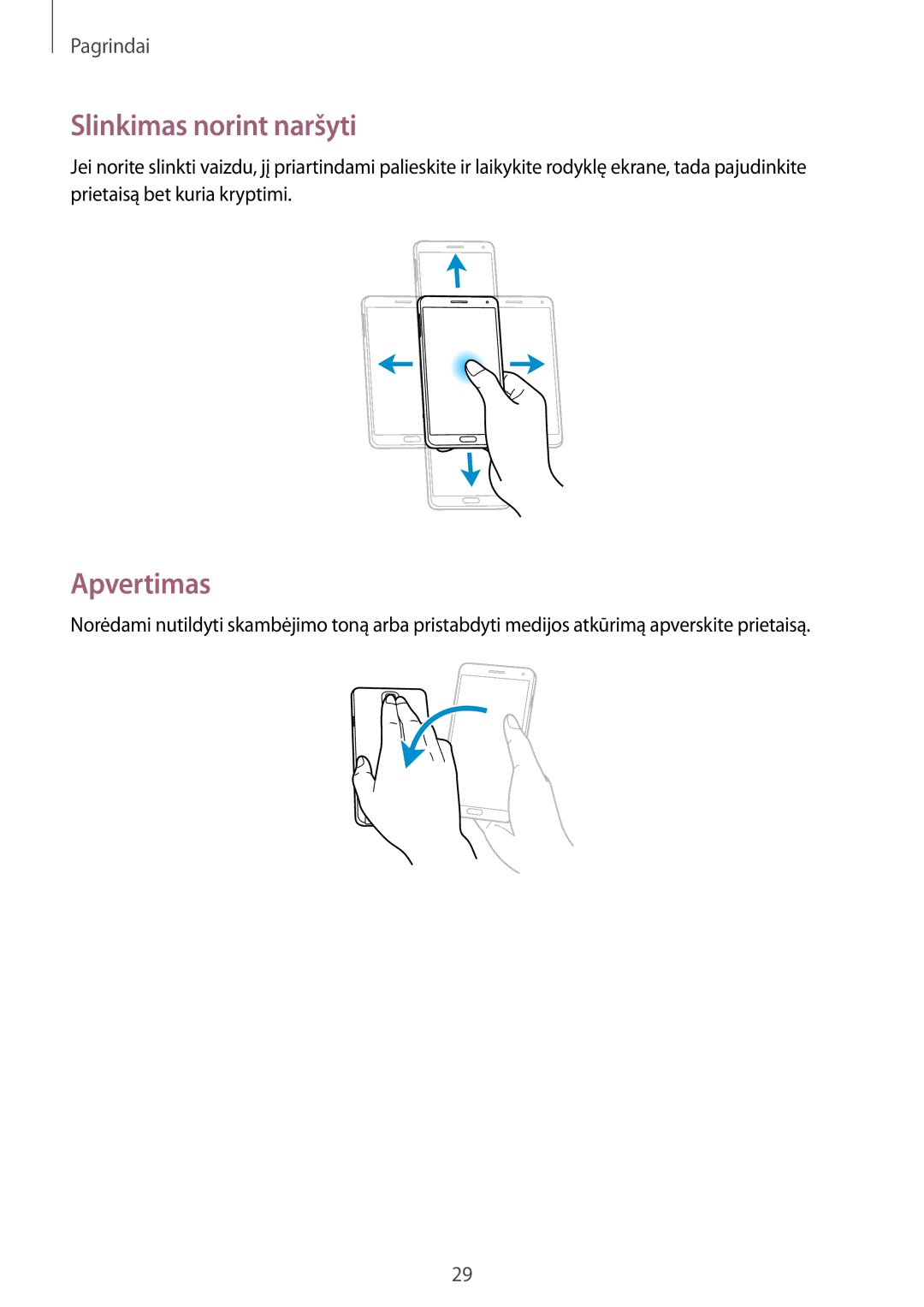 Samsung SM-N9005WDESEB, SM-N9005ZKESEB, SM-N9005ZWESEB manual Slinkimas norint naršyti, Apvertimas 