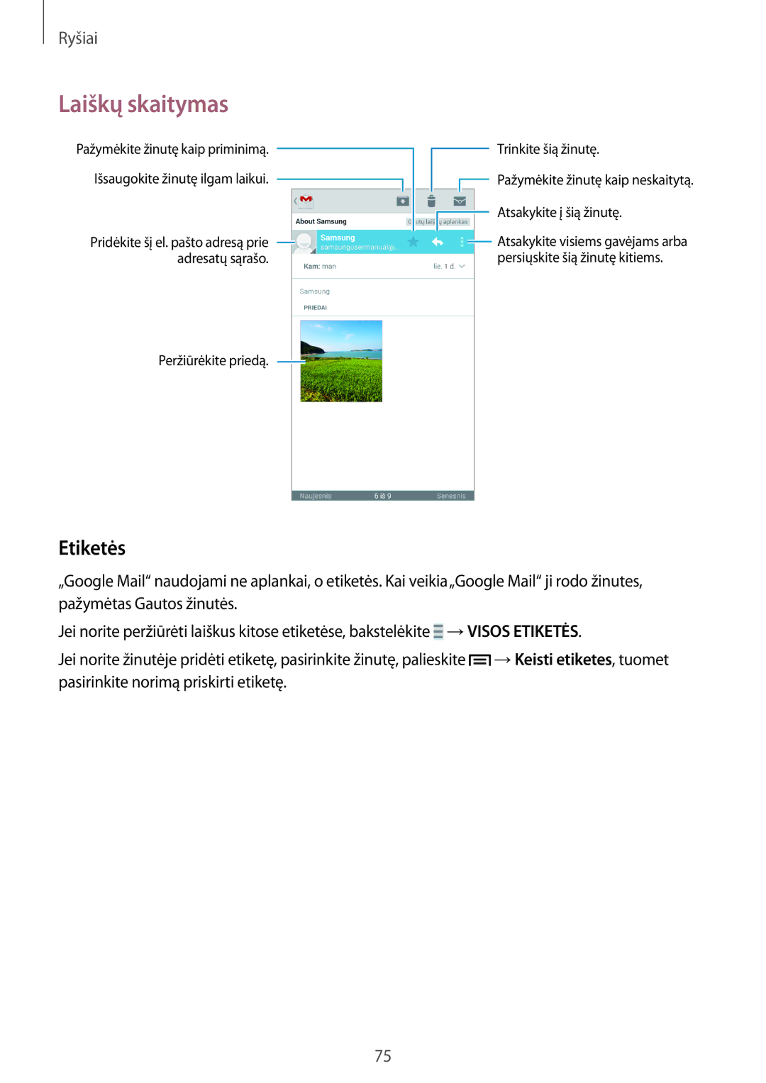 Samsung SM-N9005ZKESEB, SM-N9005ZWESEB, SM-N9005WDESEB manual Etiketės 