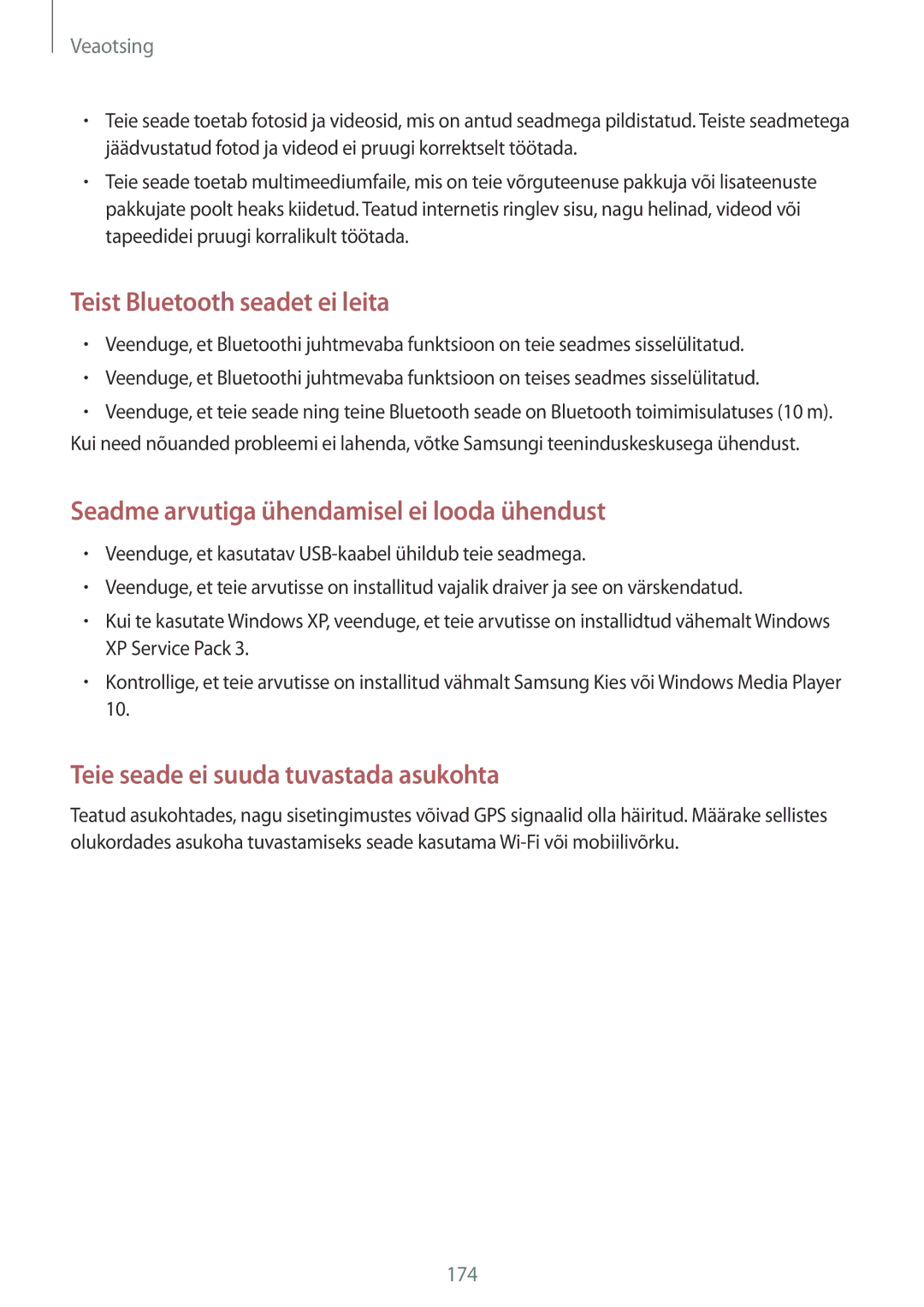 Samsung SM-N9005ZKESEB, SM-N9005ZWESEB, SM-N9005WDESEB manual Teist Bluetooth seadet ei leita 