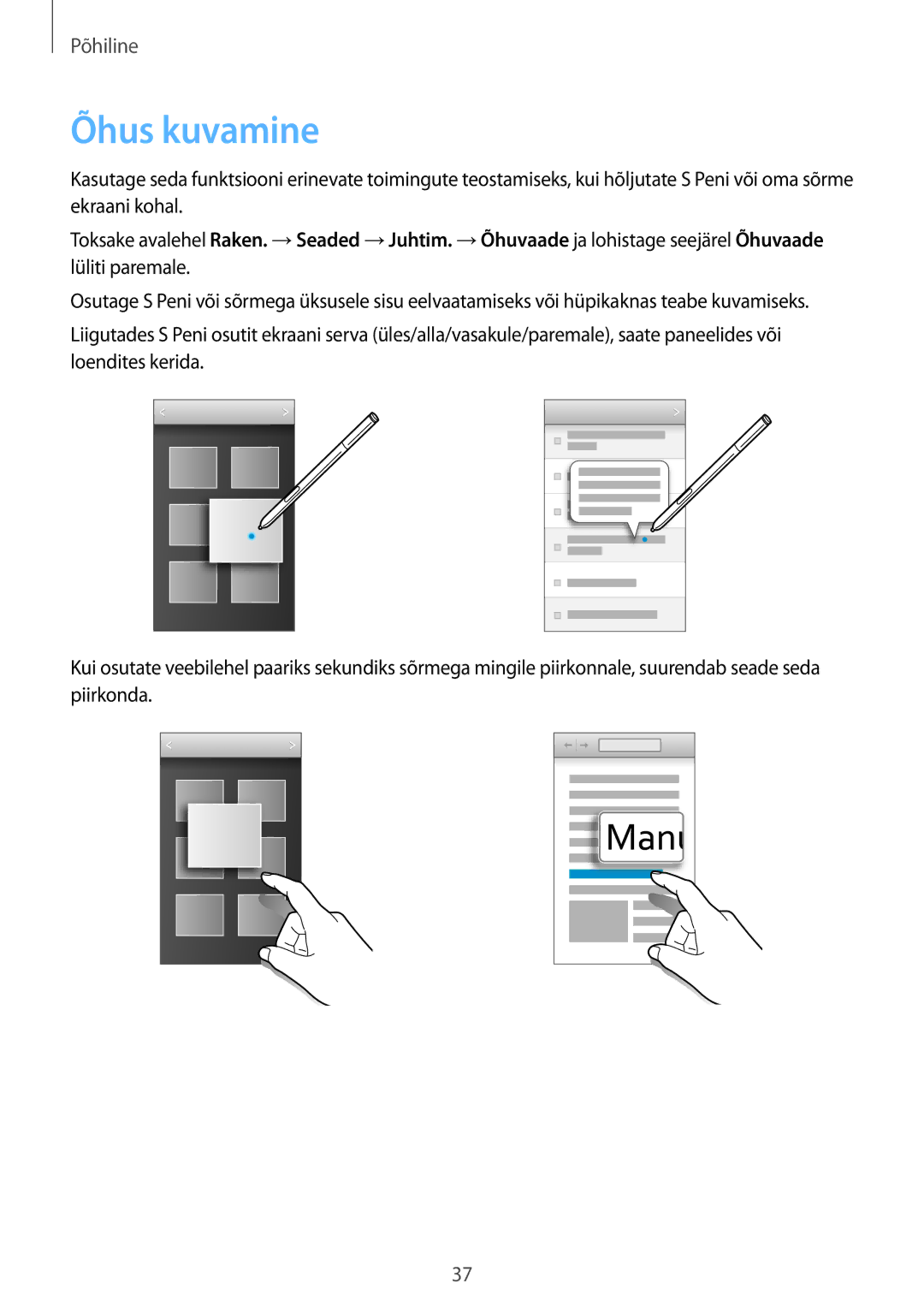 Samsung SM-N9005ZWESEB, SM-N9005ZKESEB, SM-N9005WDESEB manual Õhus kuvamine 