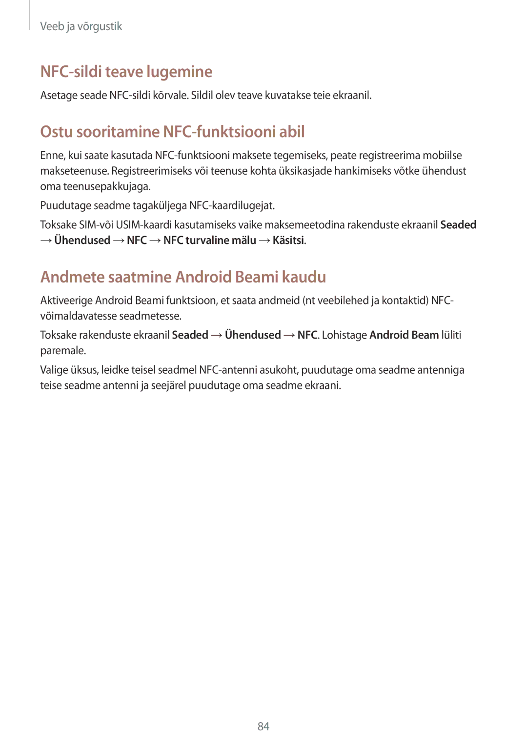 Samsung SM-N9005ZKESEB, SM-N9005ZWESEB, SM-N9005WDESEB manual NFC-sildi teave lugemine, Ostu sooritamine NFC-funktsiooni abil 